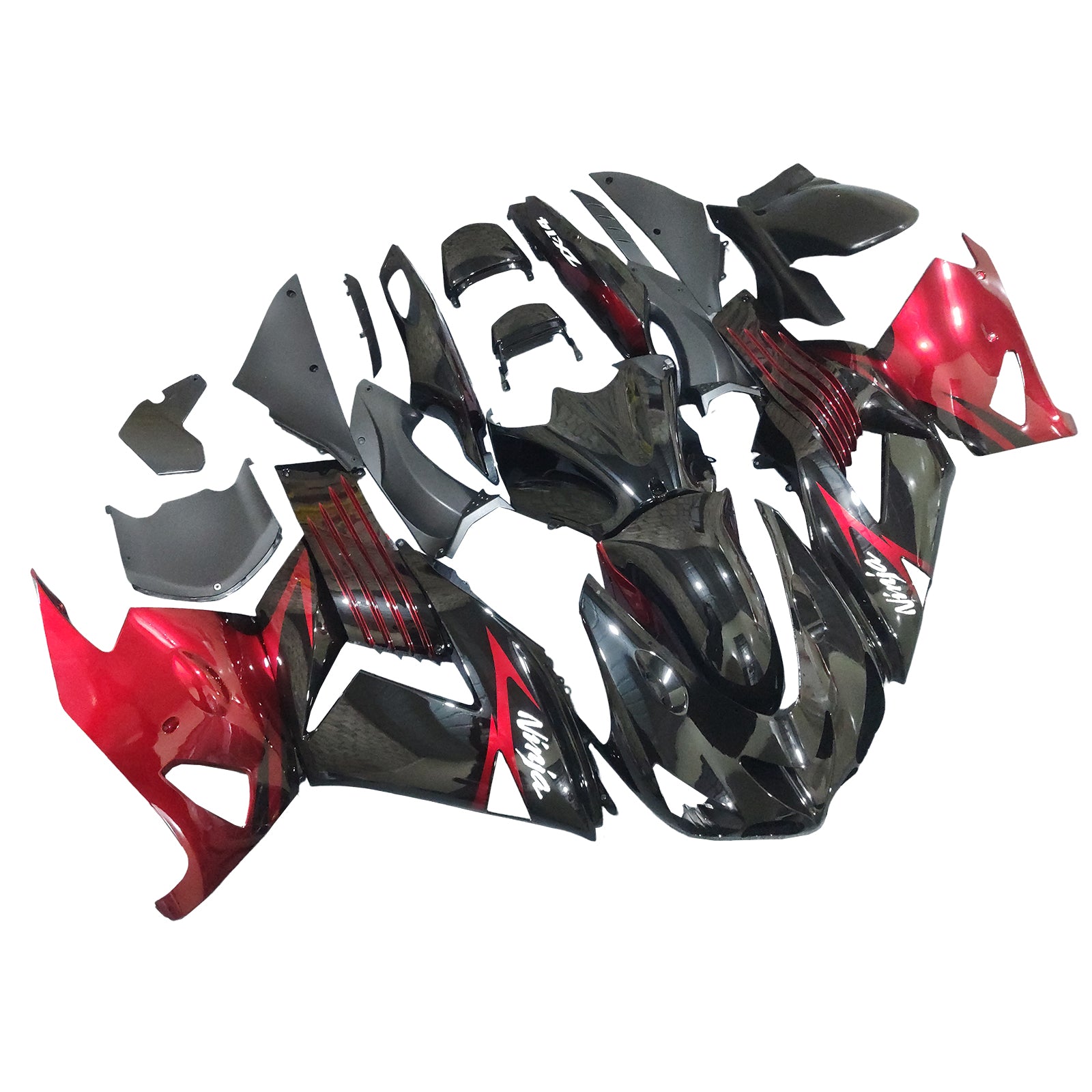 Amotopart 2006-2011 Kawasaki ZX14R ZZR1400 Black Red Fairing Kit