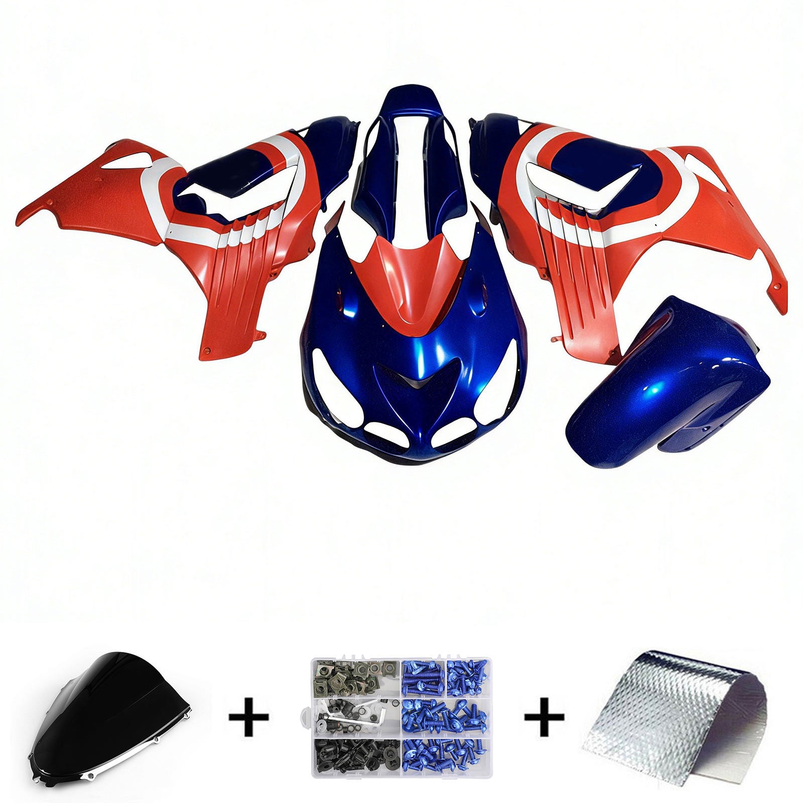 Amotopart 2006-2011 Kawasaki ZX14R ZZR1400 Orange Röd Blå Fairing Kit