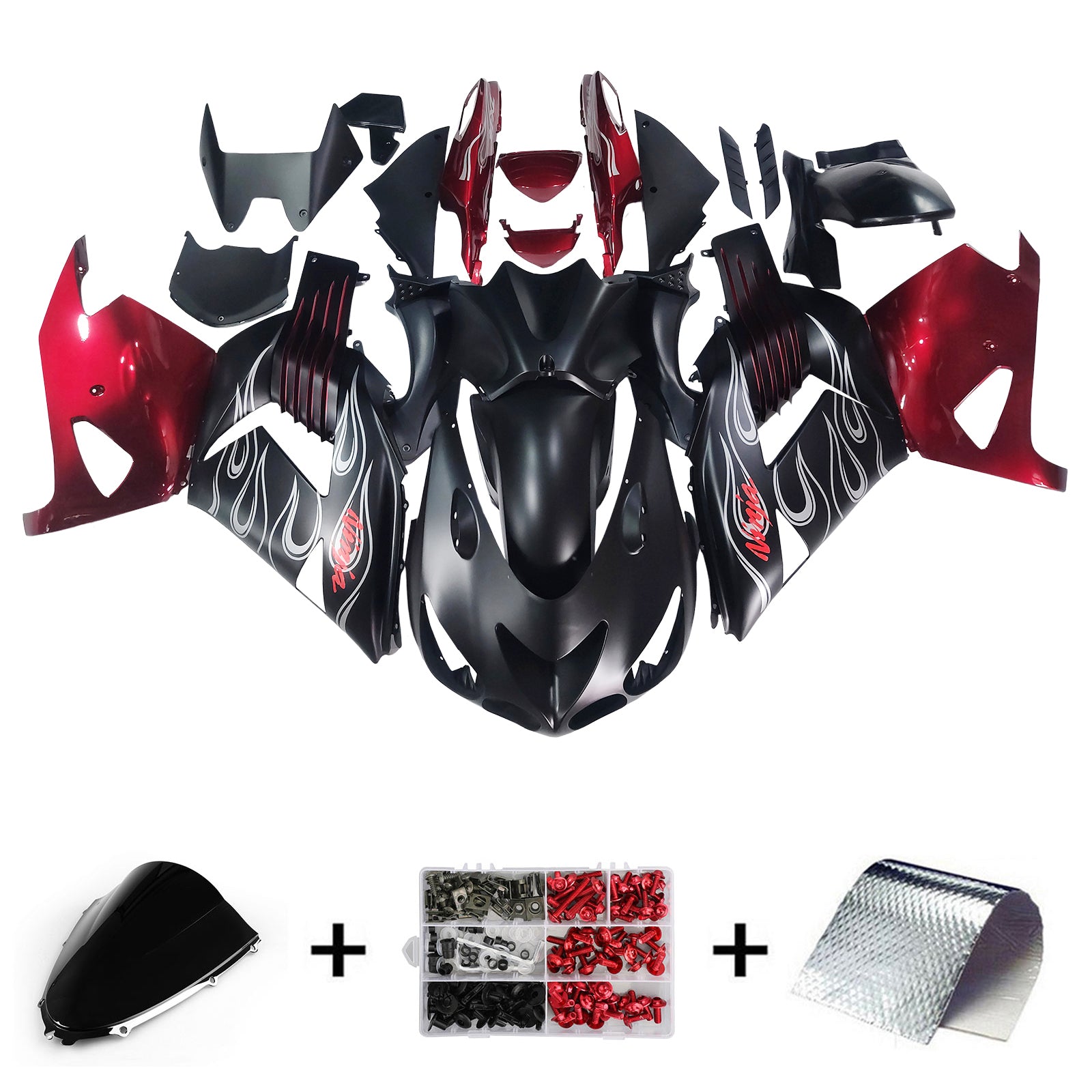 Amotopart 2006-2011 KAWASAKI ZX14R ZZR1400 MATT SLACK FABLING KIT