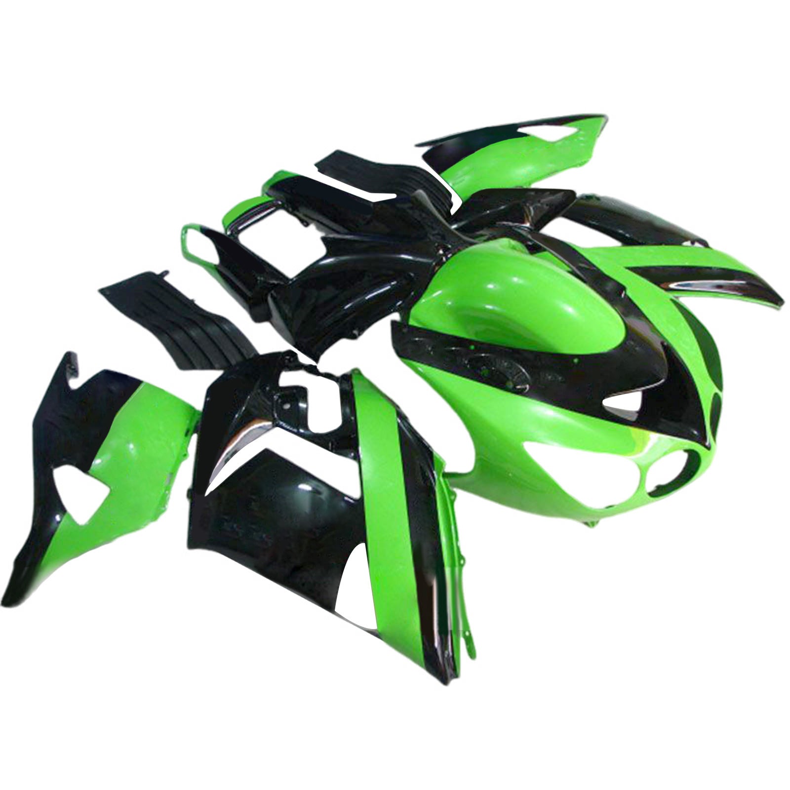Amotopart 2006-2011 Kawasaki ZX14R ZZR1400 Black Green Fairing Kit