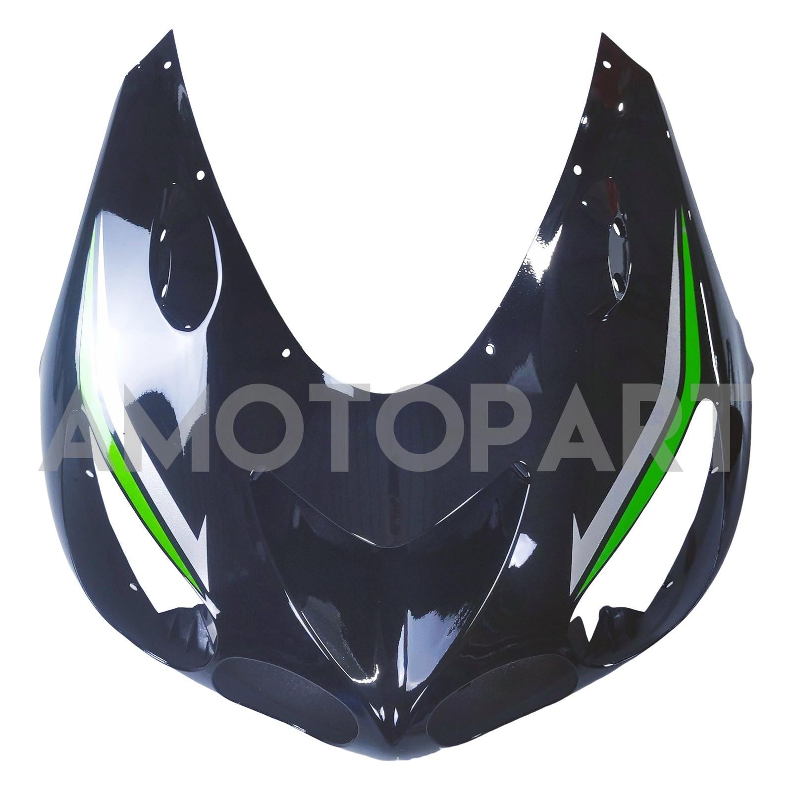 Amotopart 2006-2011 Kawasaki ZX14R ZZR1400 Glossy Black & Green Fairing Kit
