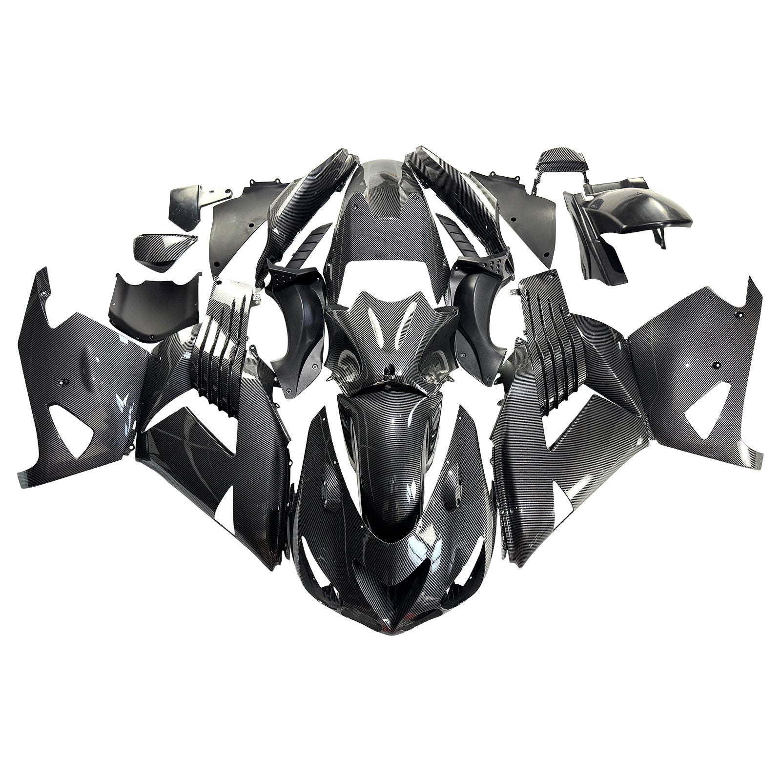 Amotopart 2006-2011 Kawasaki ZX14R ZZR1400 Carbon Fiber Black Fairing Kit