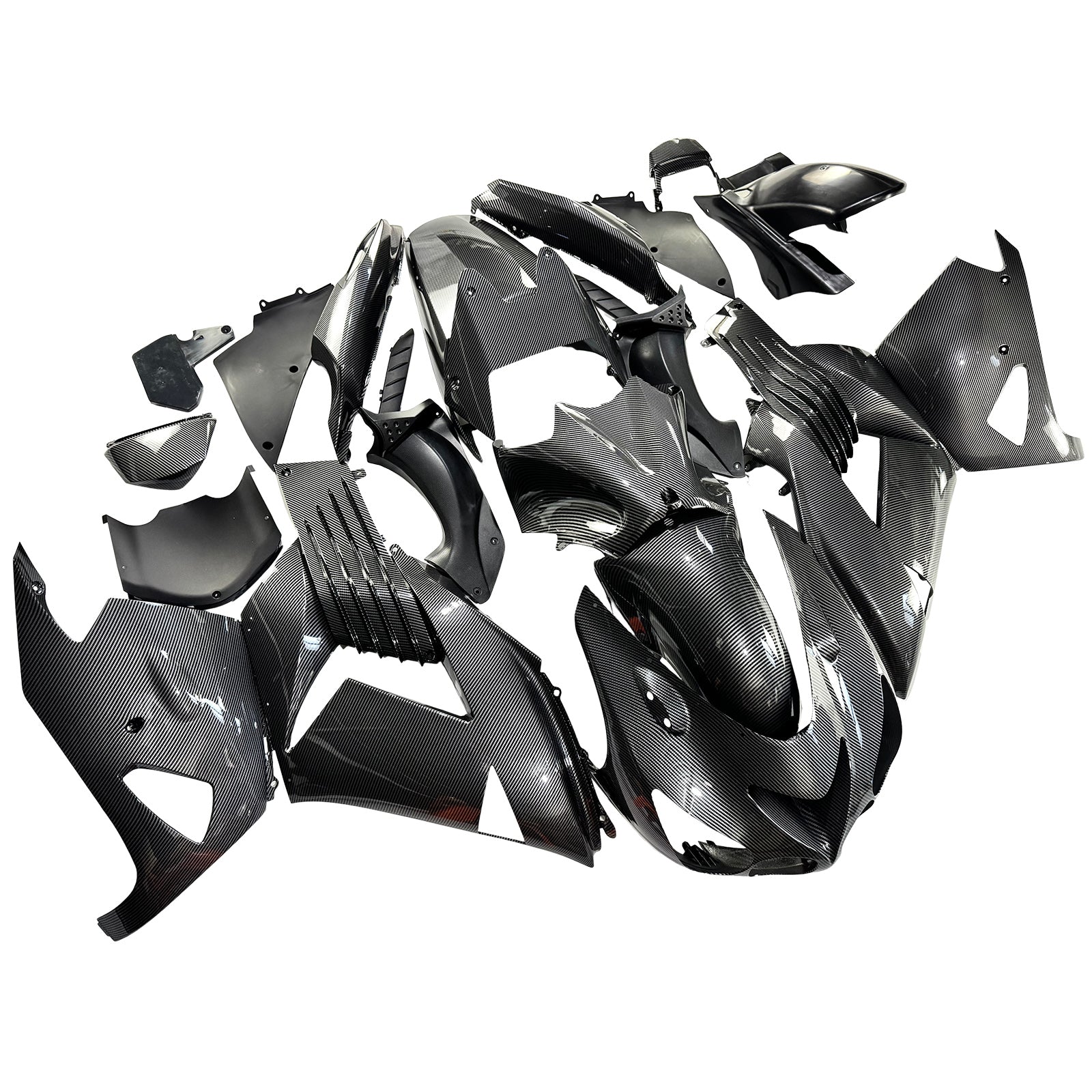 Amotopart 2006-2011 Kawasaki ZX14R ZZR1400 Carbon Fiber Black Fairing Kit