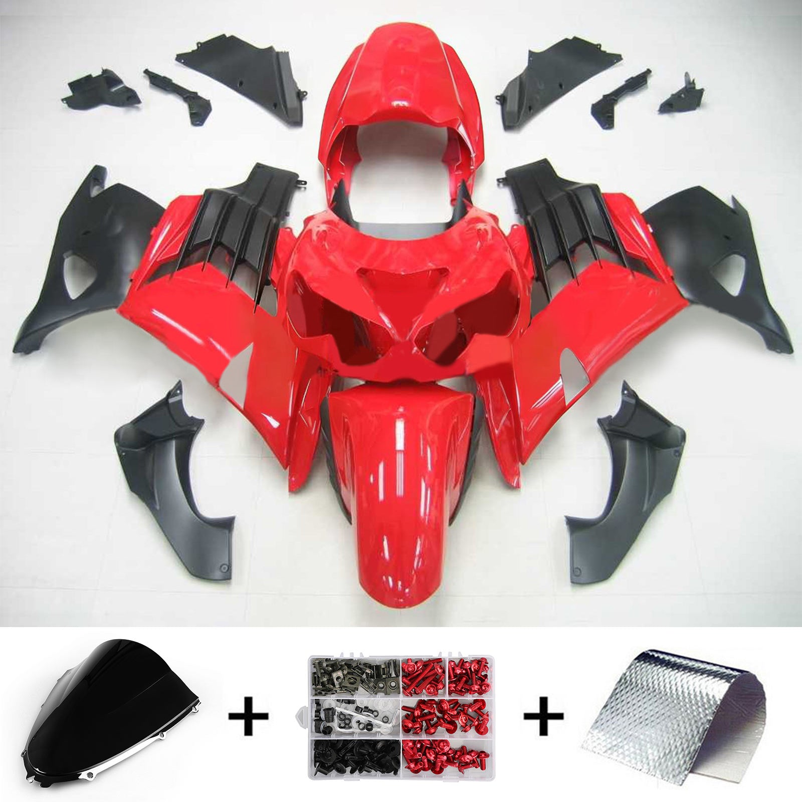 Amotopart Kawasaki 2012-2025 ZX14R Red Fairing Kit