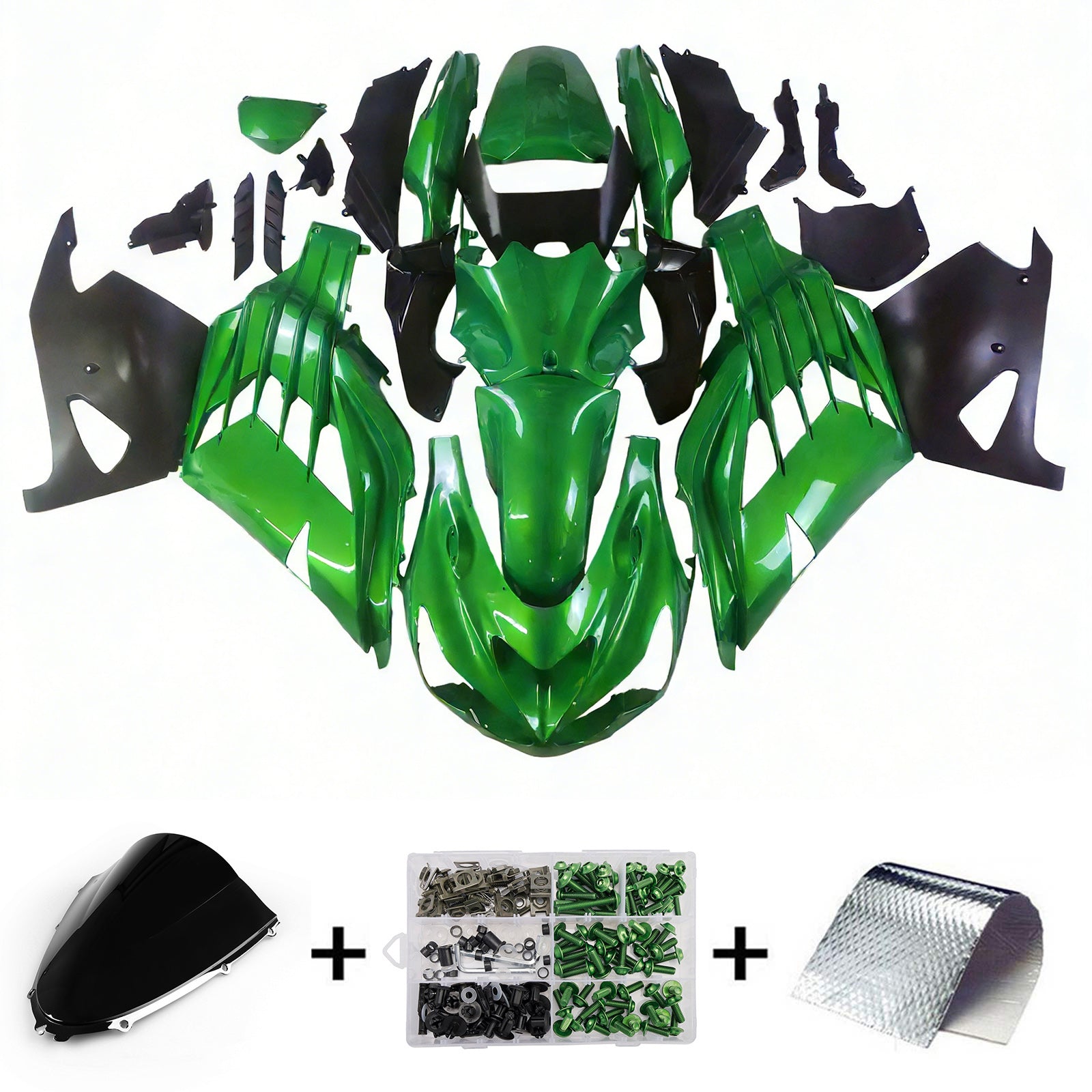 Amotopart Kawasaki 2012-2025 ZX14R Green Fairing Kit