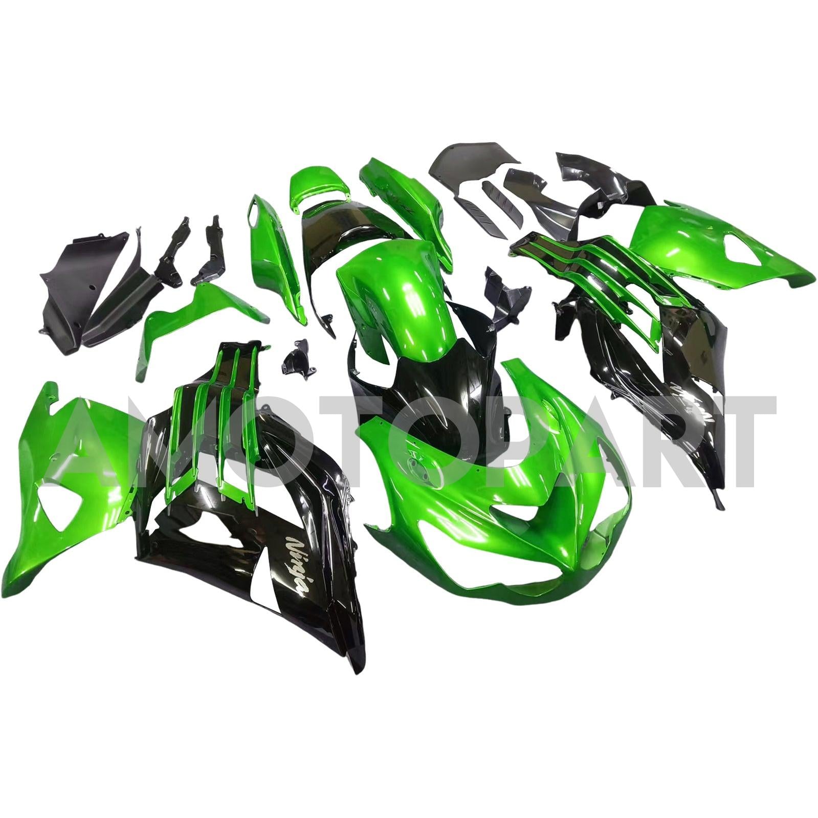 Amotopart Kawasaki 2012-2025 ZX14R Schwarzer Mix Greenverreichterung Kit