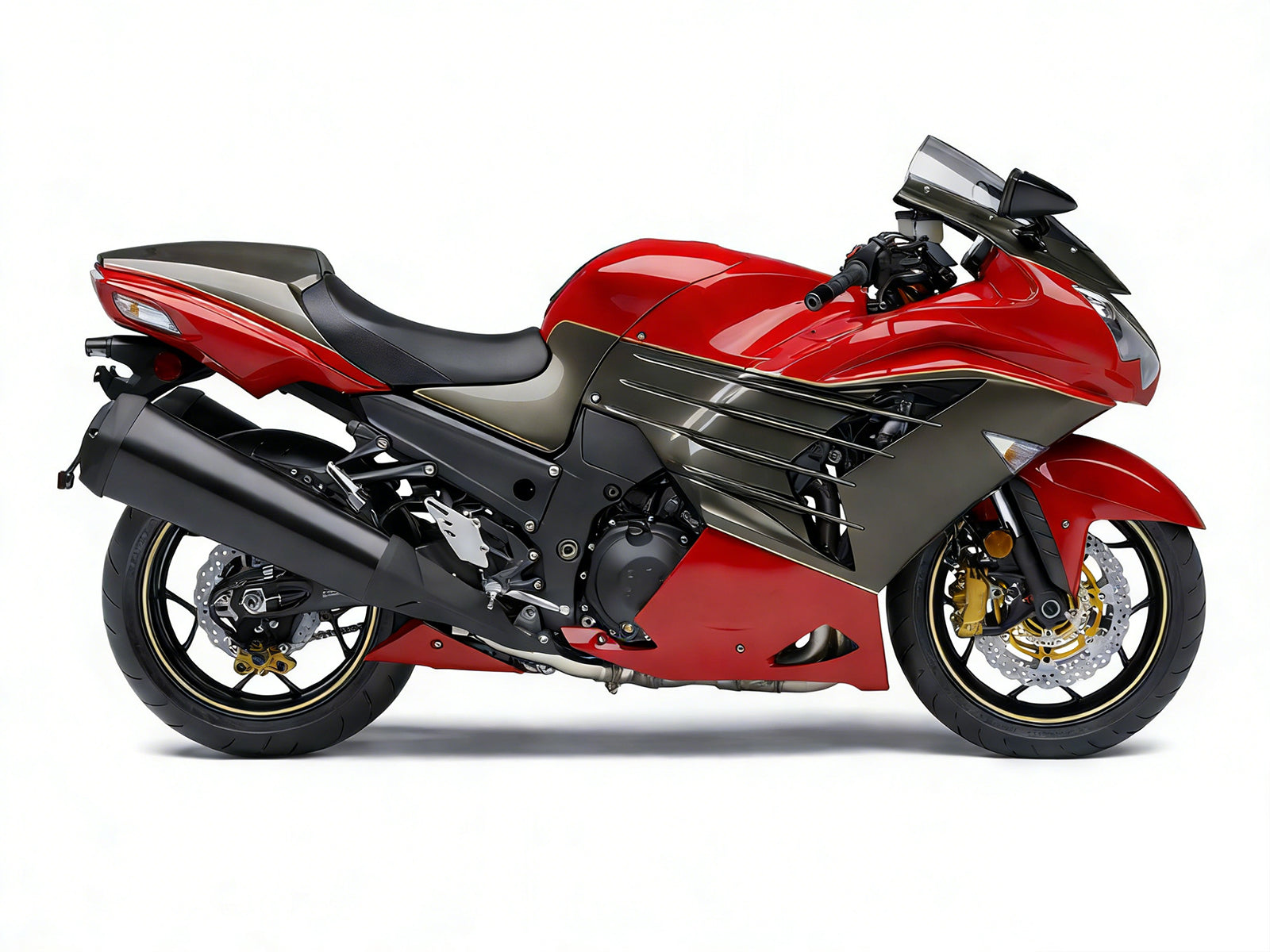 Amotopart Kawasaki 2012-2025 ZX14R Black With Red Fairing Kit