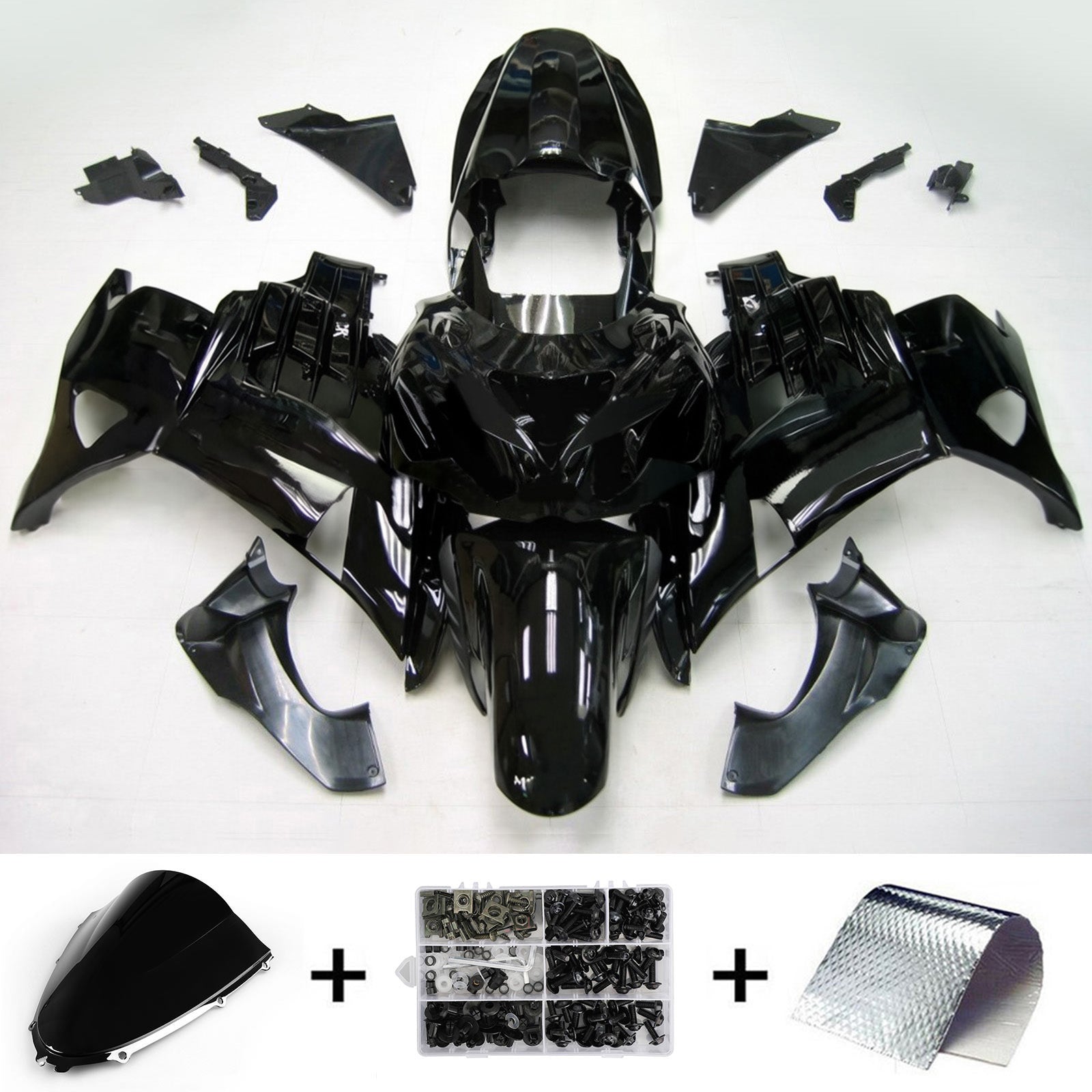 Amotopart Kawasaki 2012-2025 ZX14R Black Fairing Kit