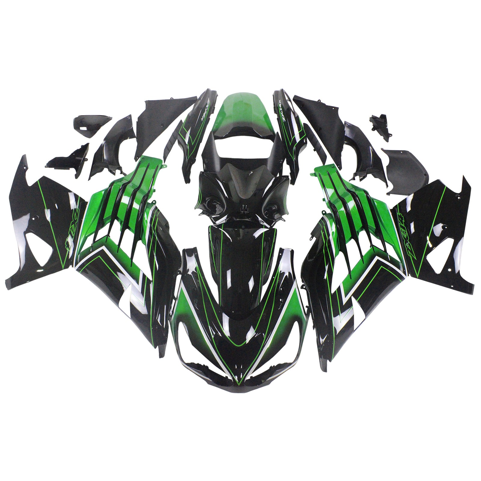 Amotopart Kawasaki 2012-2025 ZX14R Black With Green Fairing Kit