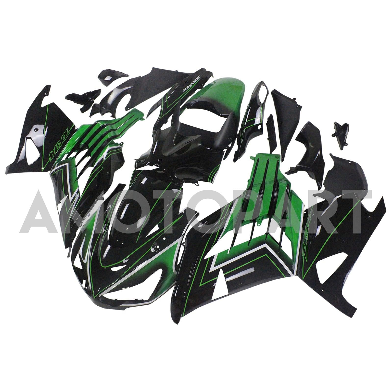 Amotopart Kawasaki 2012-2025 ZX14R Black With Green Fairing Kit