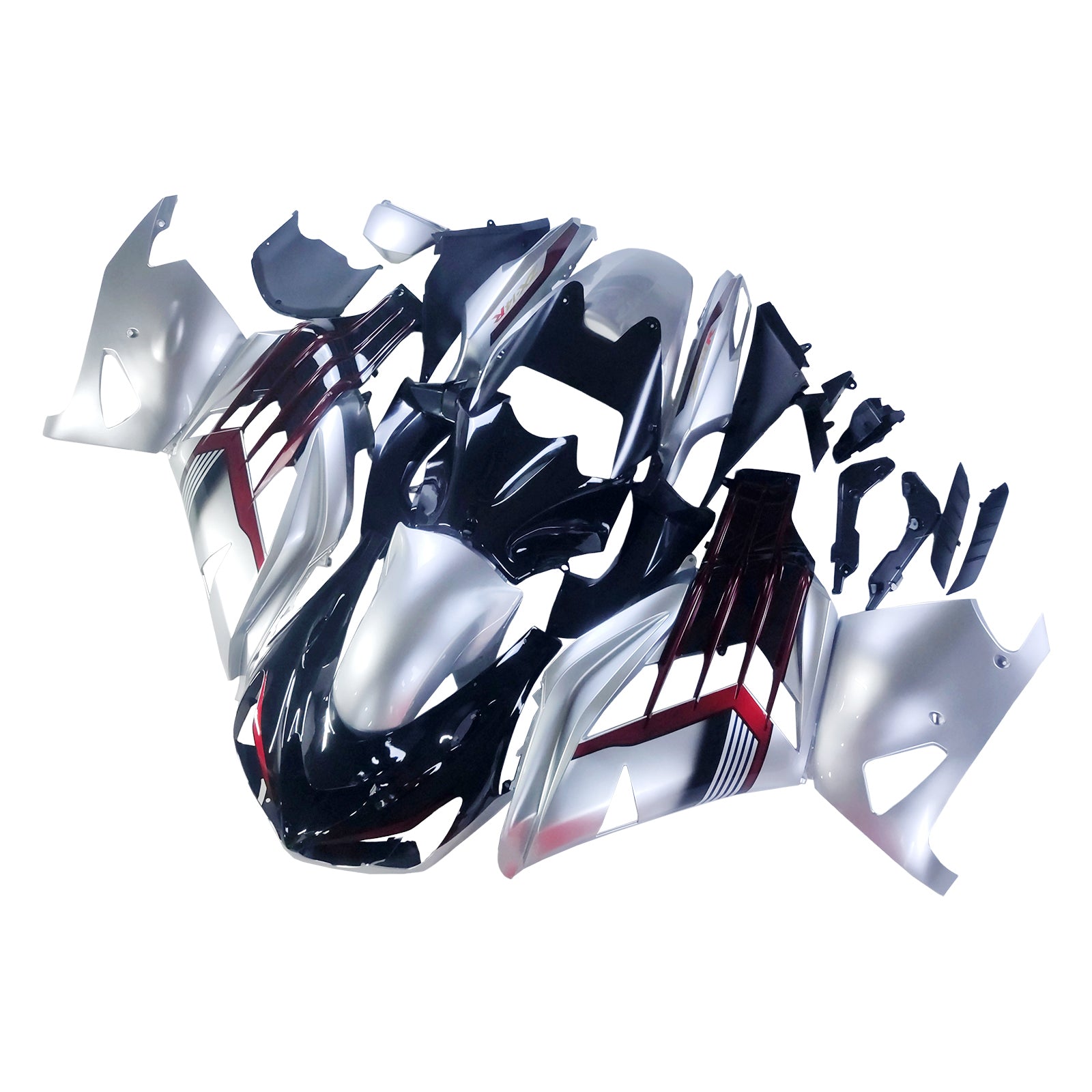 Amotopart 2012-2025 Kawasaki ZX14R ZZR1400 Black Silver Fairing Kit