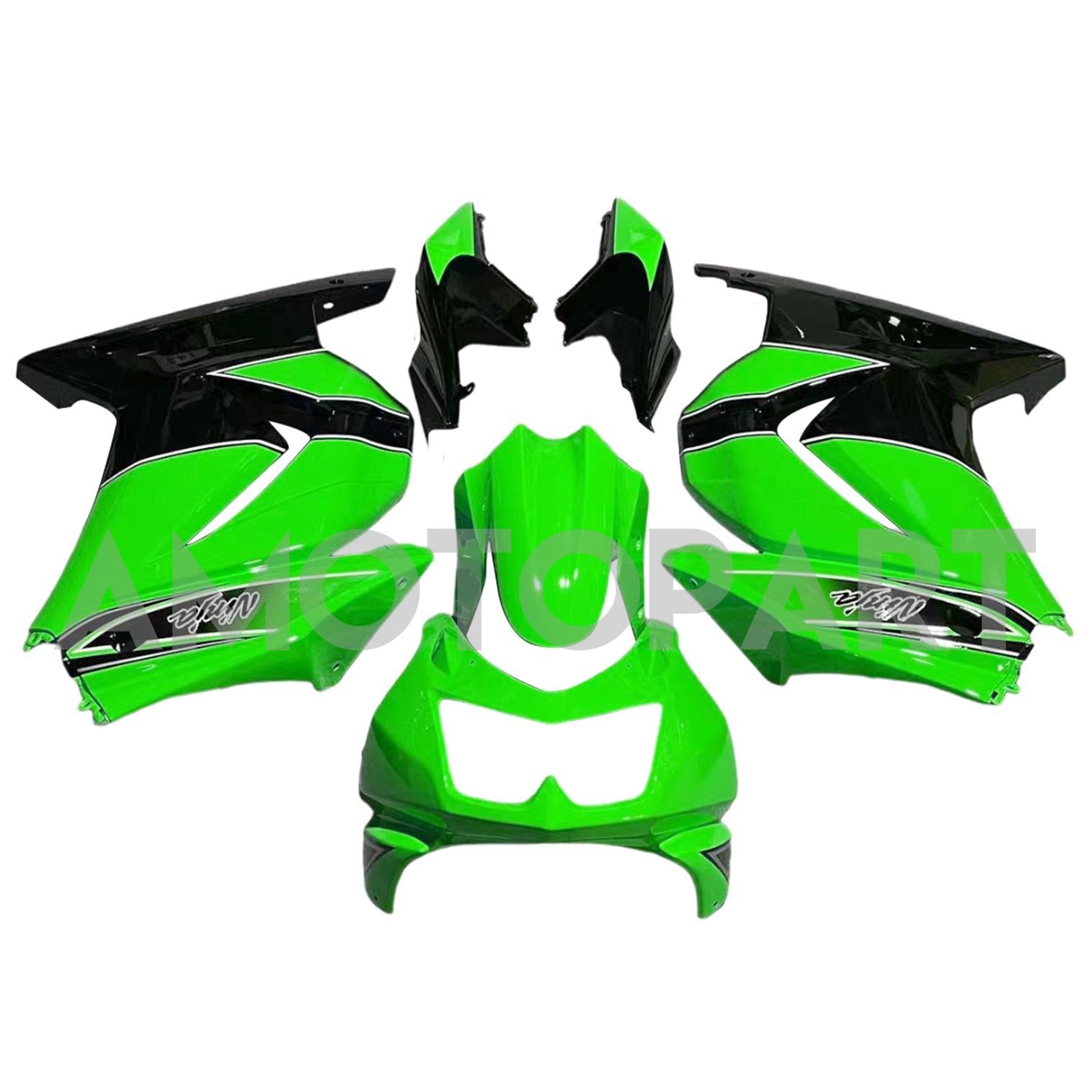 Amotopart 2008–2012 Kawasaki ZX250 Verkleidung, Grün&Schwarzes Kit