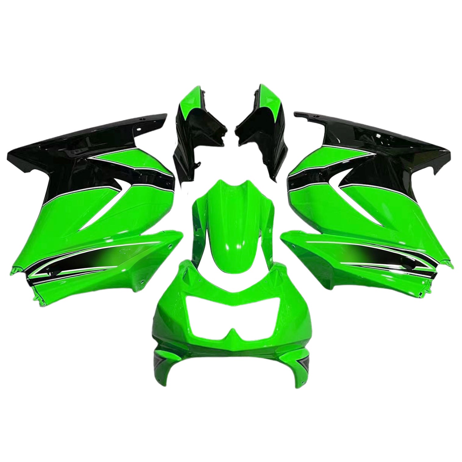 Amotopart 2008-2012 Kawasaki ZX250 Fairing Green & Black Kit