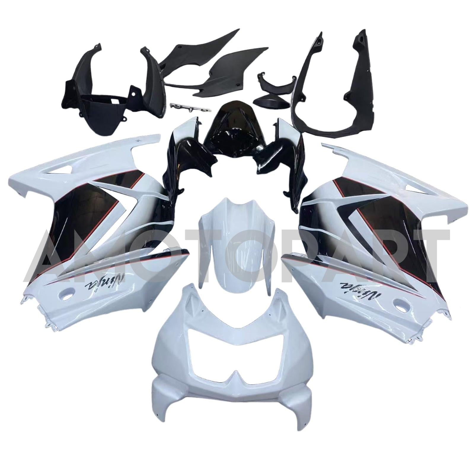 Amotopart 2008-2012 Kawasaki ZX250 Fairing White&Black Kit