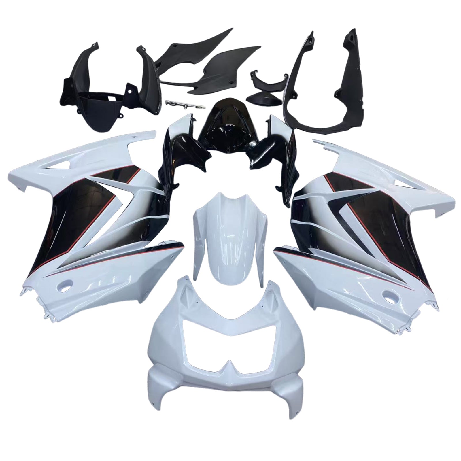 Amotopart 2008-2012 Kawasaki ZX250 Fairing White & Black Kit