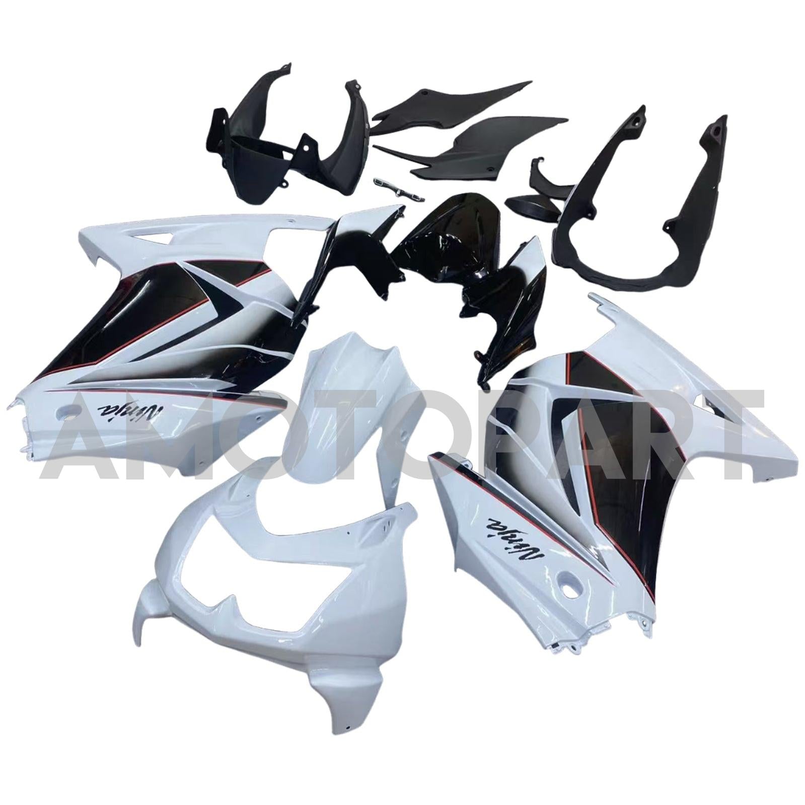 Amotopart 2008-2012 Kawasaki ZX250 Fairing White&Black Kit