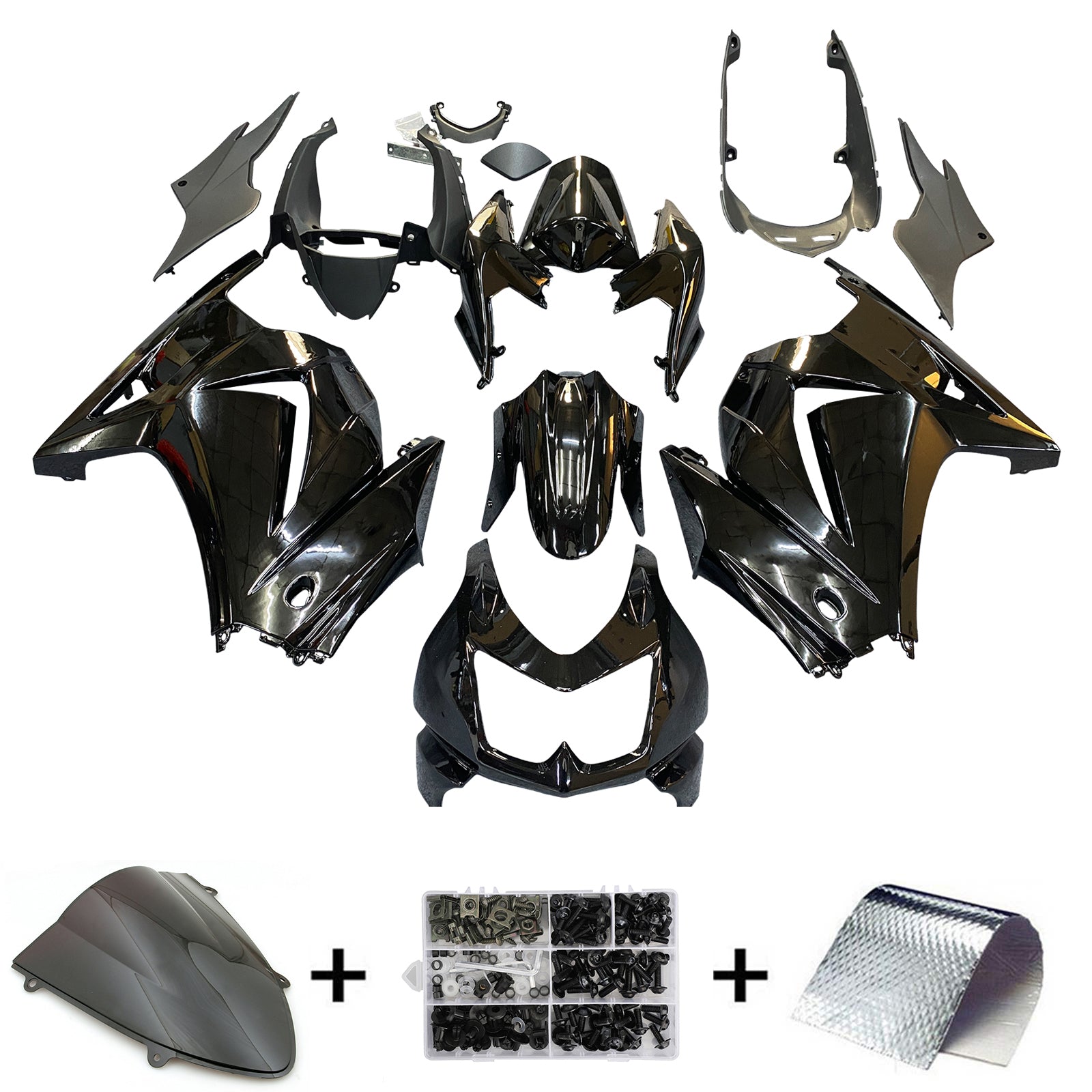 Amotopart Verkleidungen 2008–2012 Kawasaki ZX250 Faring G-Black Kit