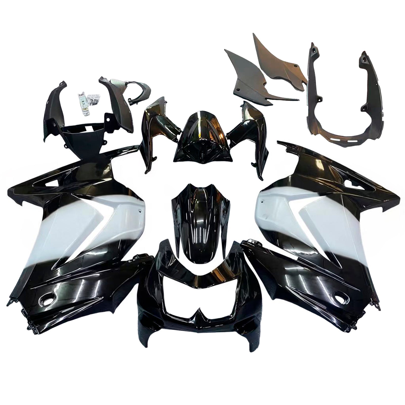 Amotopart Kawasaki EX250 Ninja250R 2008-2012 White&Black Style2 Fairing Kit