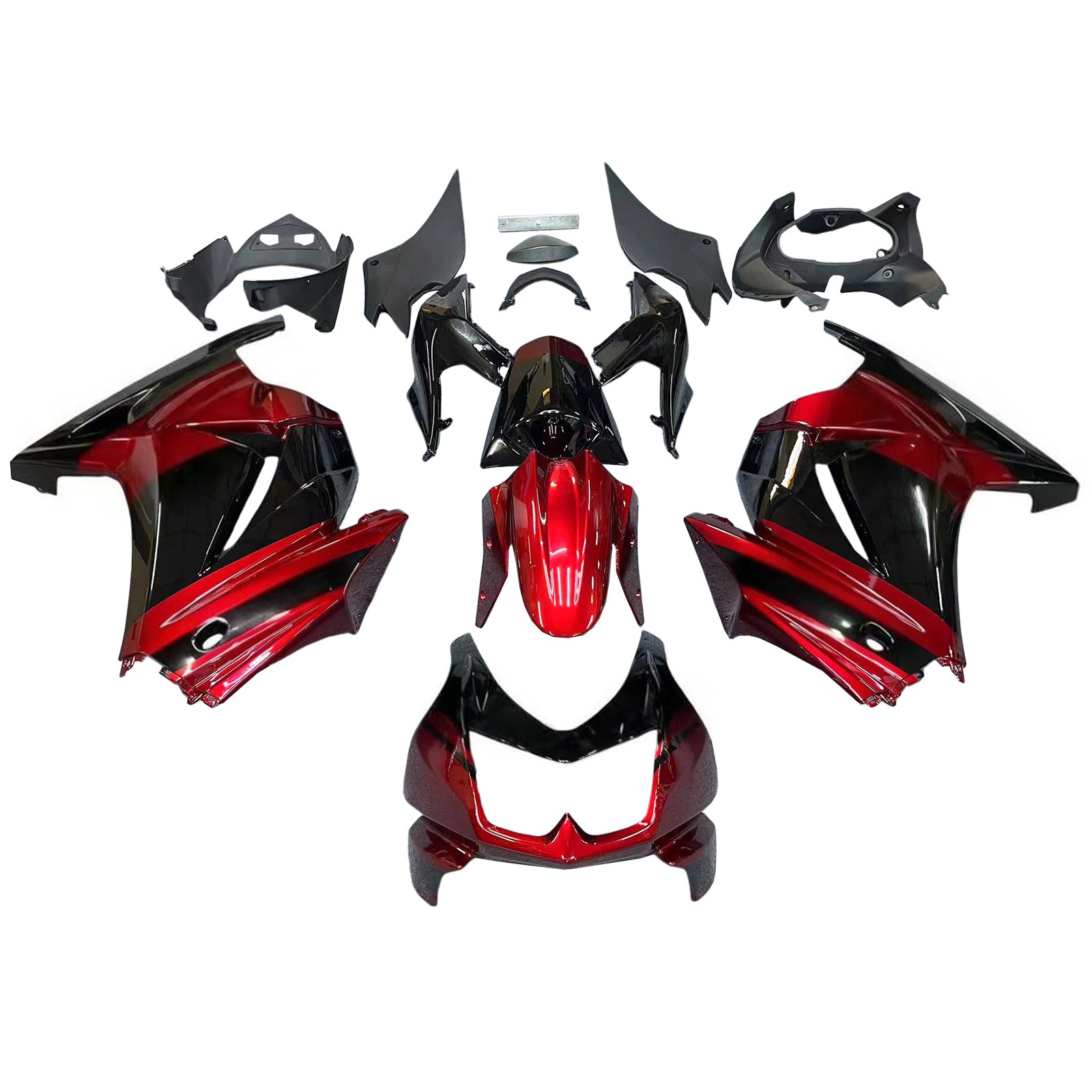 Amotopart Kawasaki EX250 Ninja250R 2008-2012 Schwarz&Rotes Verkleidungsset
