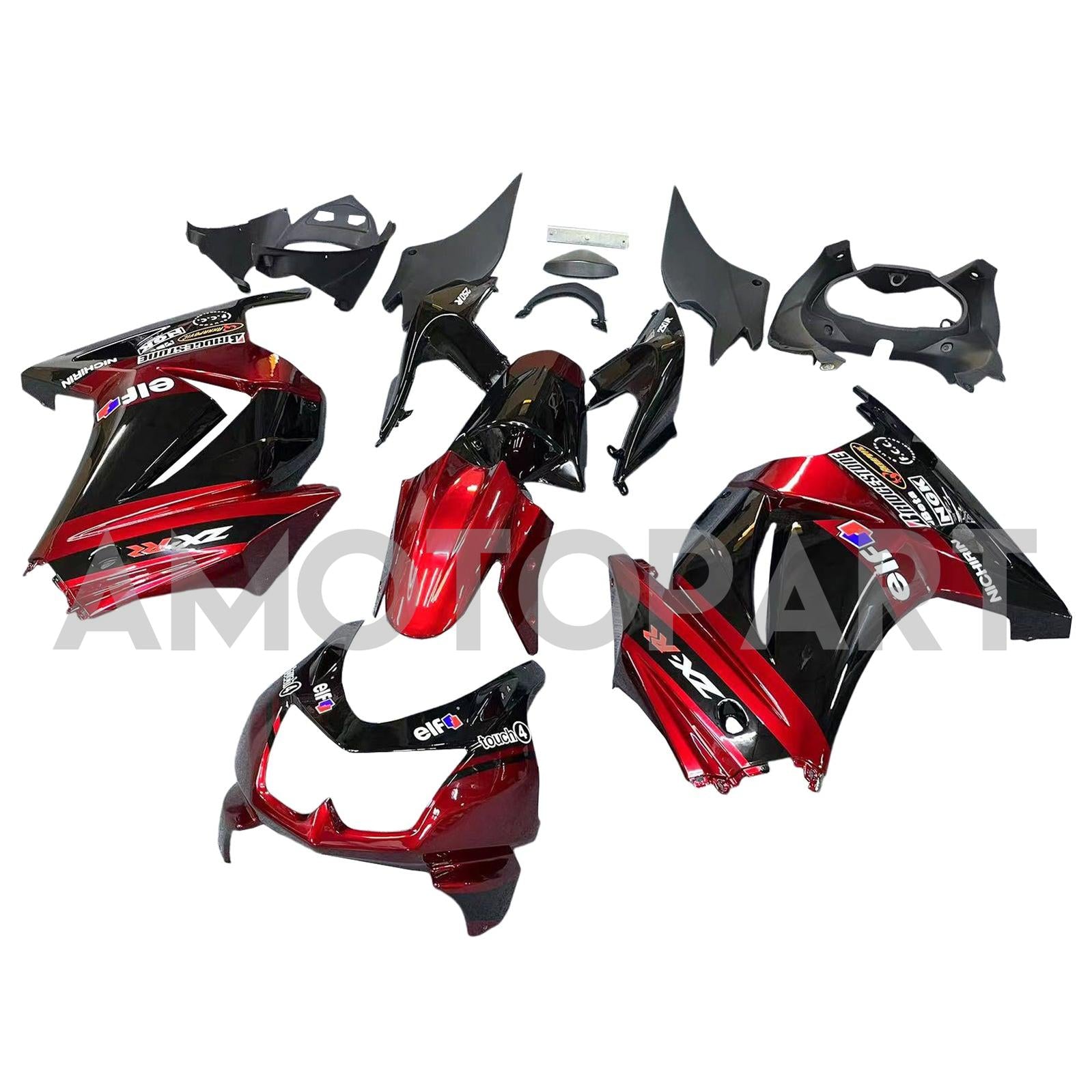 Amotopart Kawasaki EX250 Ninja250R 2008-2012 Black&Red Fairing Kit