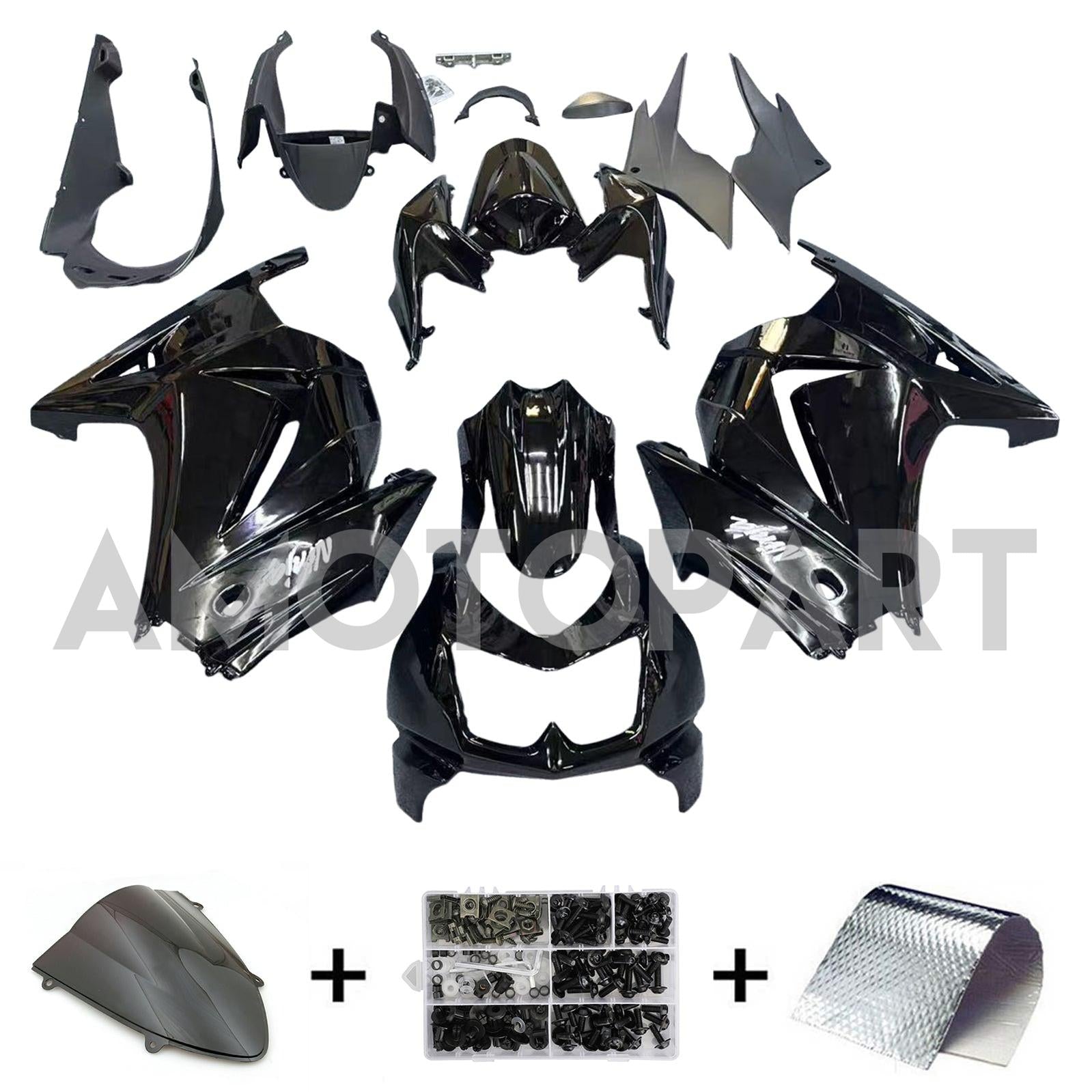 Amotopart Kawasaki EX250 Ninja250R 2008-2012 Black Style1 Abzugskit