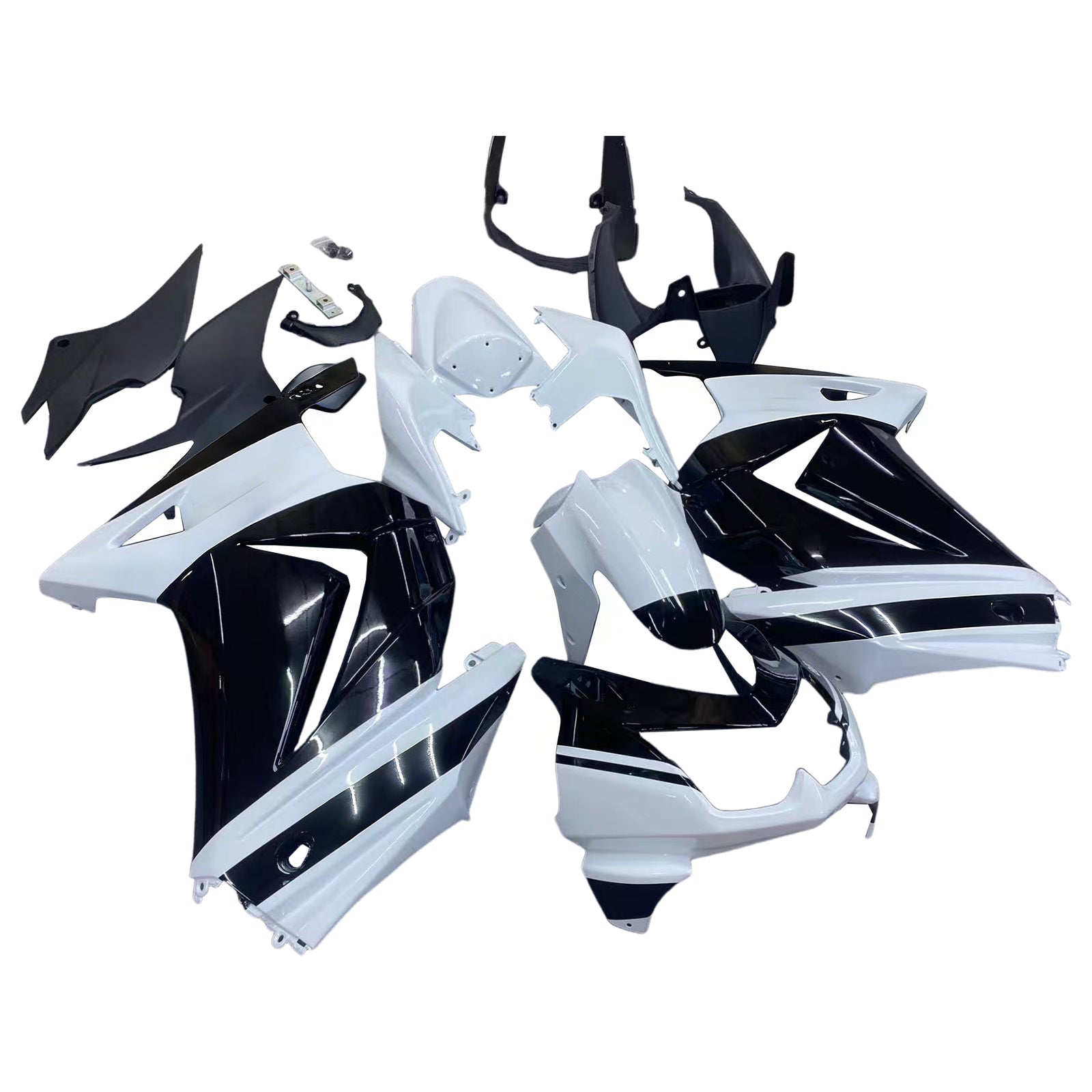 Amotopart Kawasaki EX250 Ninja250R 2008-2012 White&Black Style1 Fairing Kit