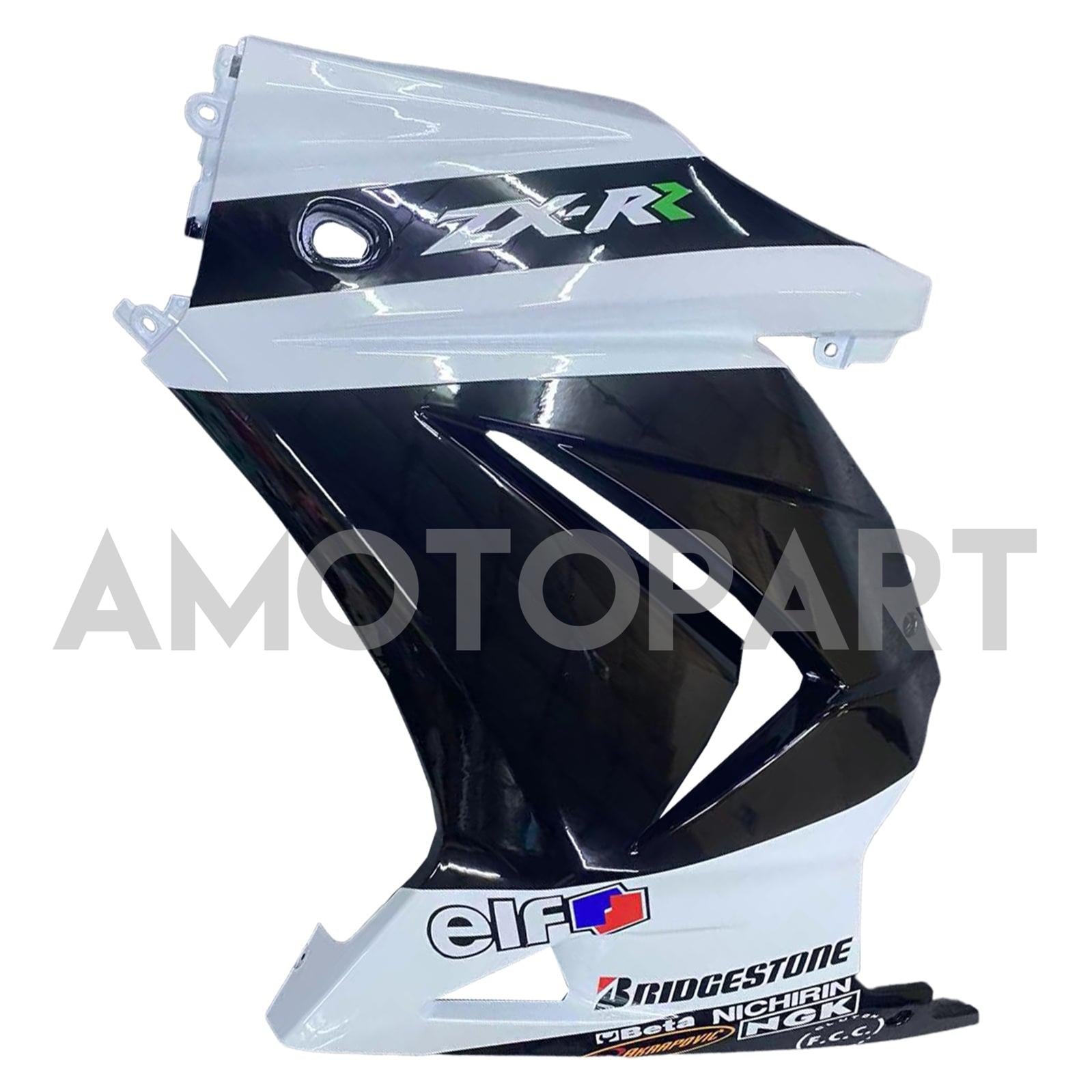 Amotopart Kawasaki EX250 Ninja250R 2008-2012 Weiß&Schwarzes Style1-Verkleidungskit