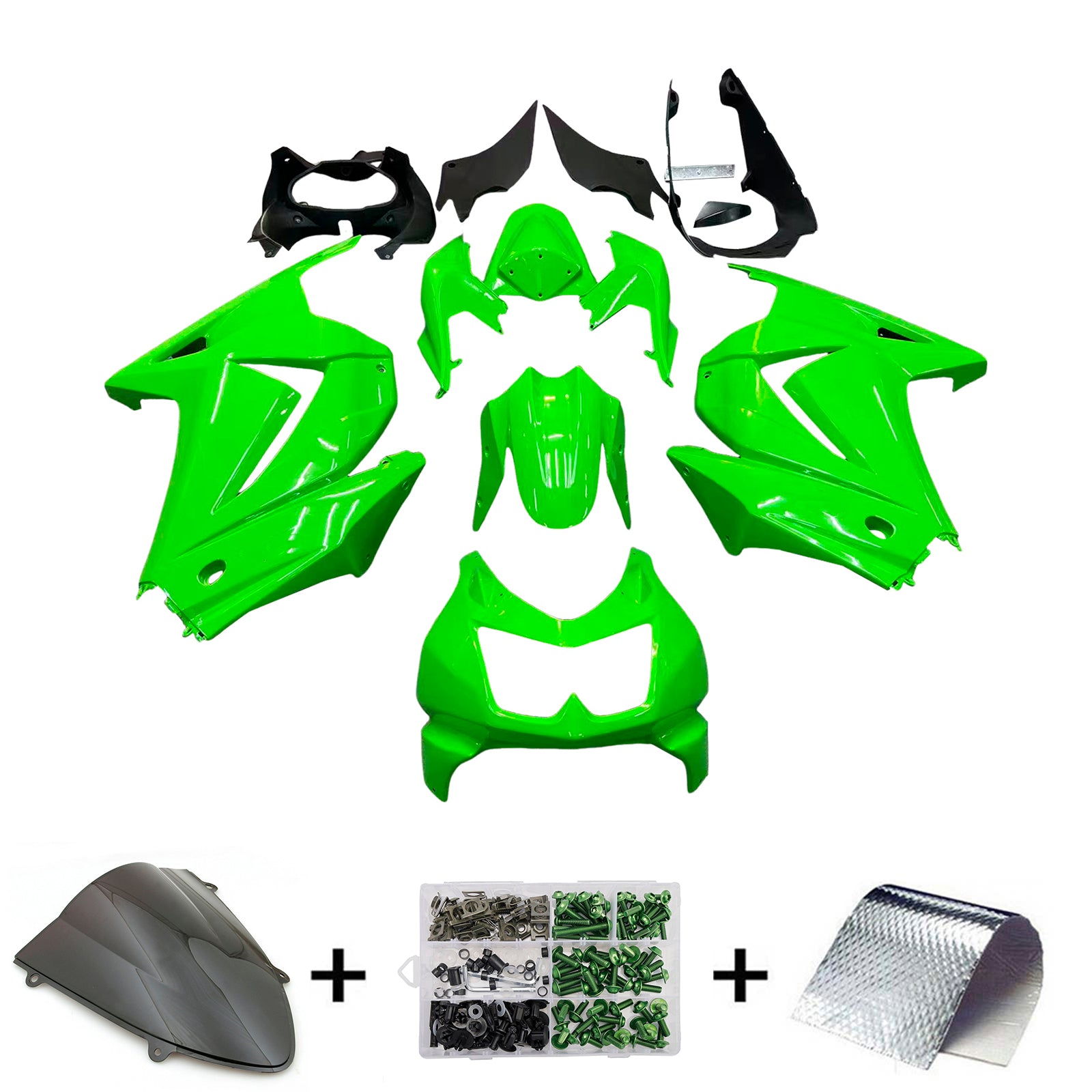 Amotopart Kawasaki EX250 Ninja250R 2008-2012 Green Fairing Kit