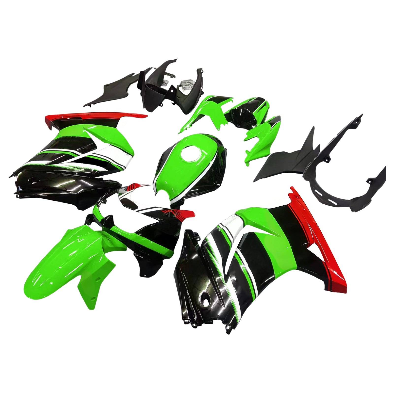 Amotopart Kawasaki Ex250 Ninja250r 2008-2012 Green & Black Style1 Fairing Kit
