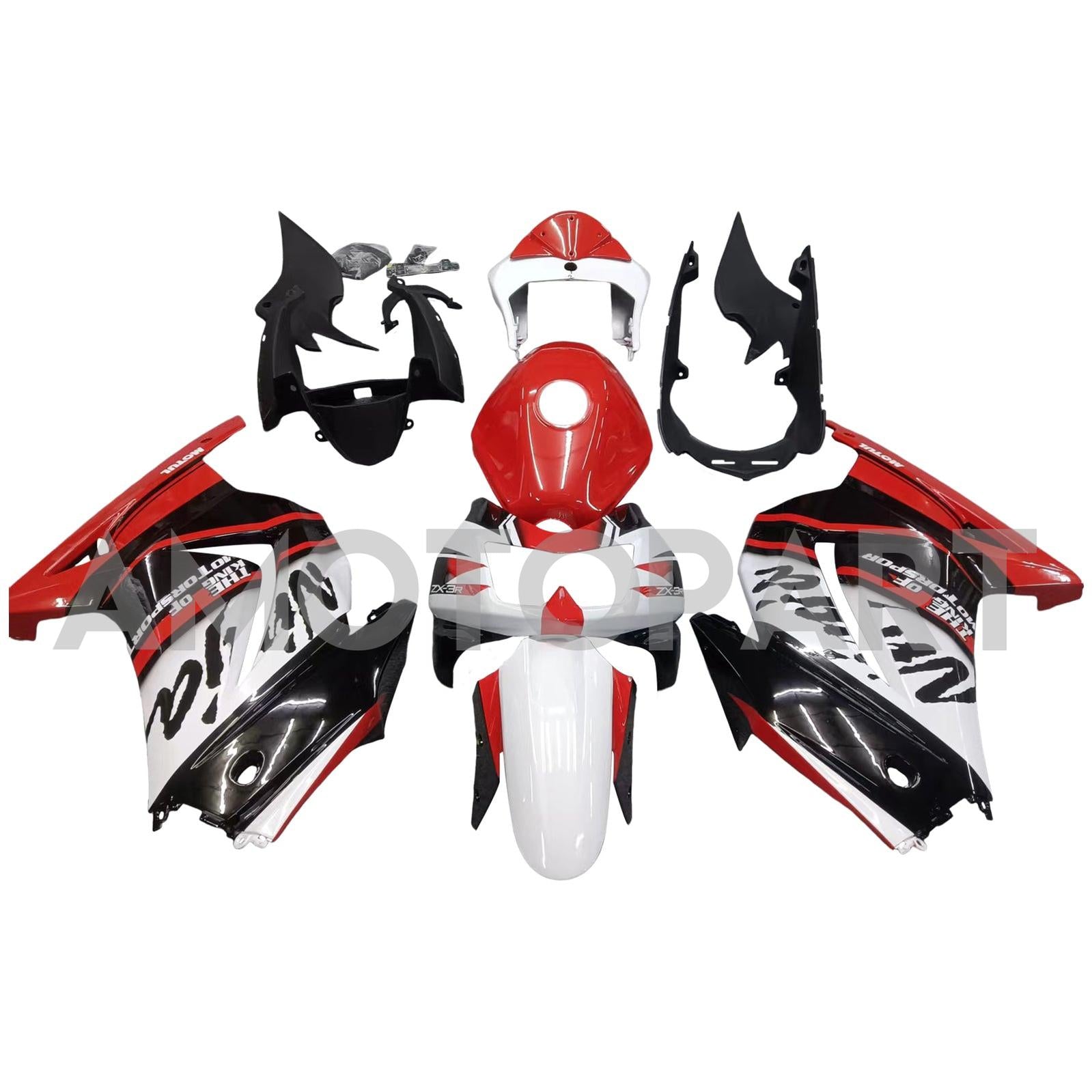 Amotopart Kawasaki EX250 Ninja250R 2008-2012 Rot&Schwarzes Verkleidungskit