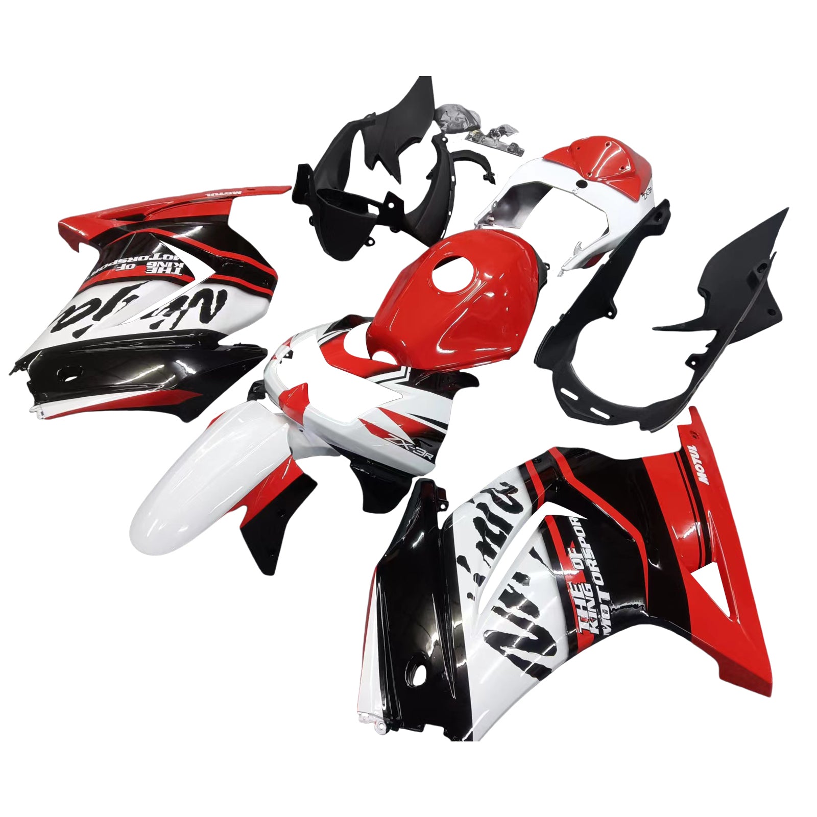 Amotopart Kawasaki EX250 Ninja250R 2008-2012 Kit de carenado rojo y negro