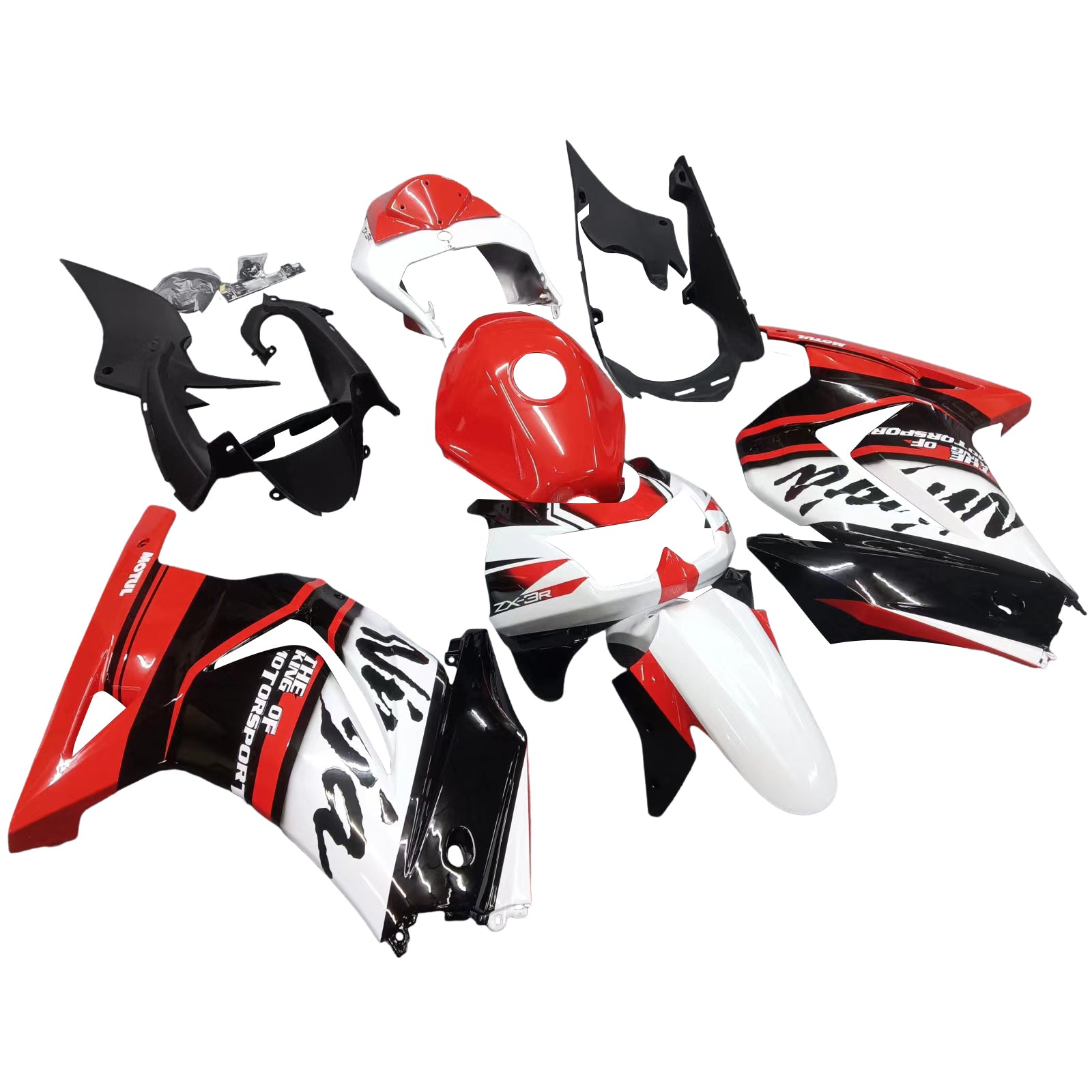 Amotopart Kawasaki EX250 Ninja250R 2008-2012 Kit de carenado rojo y negro