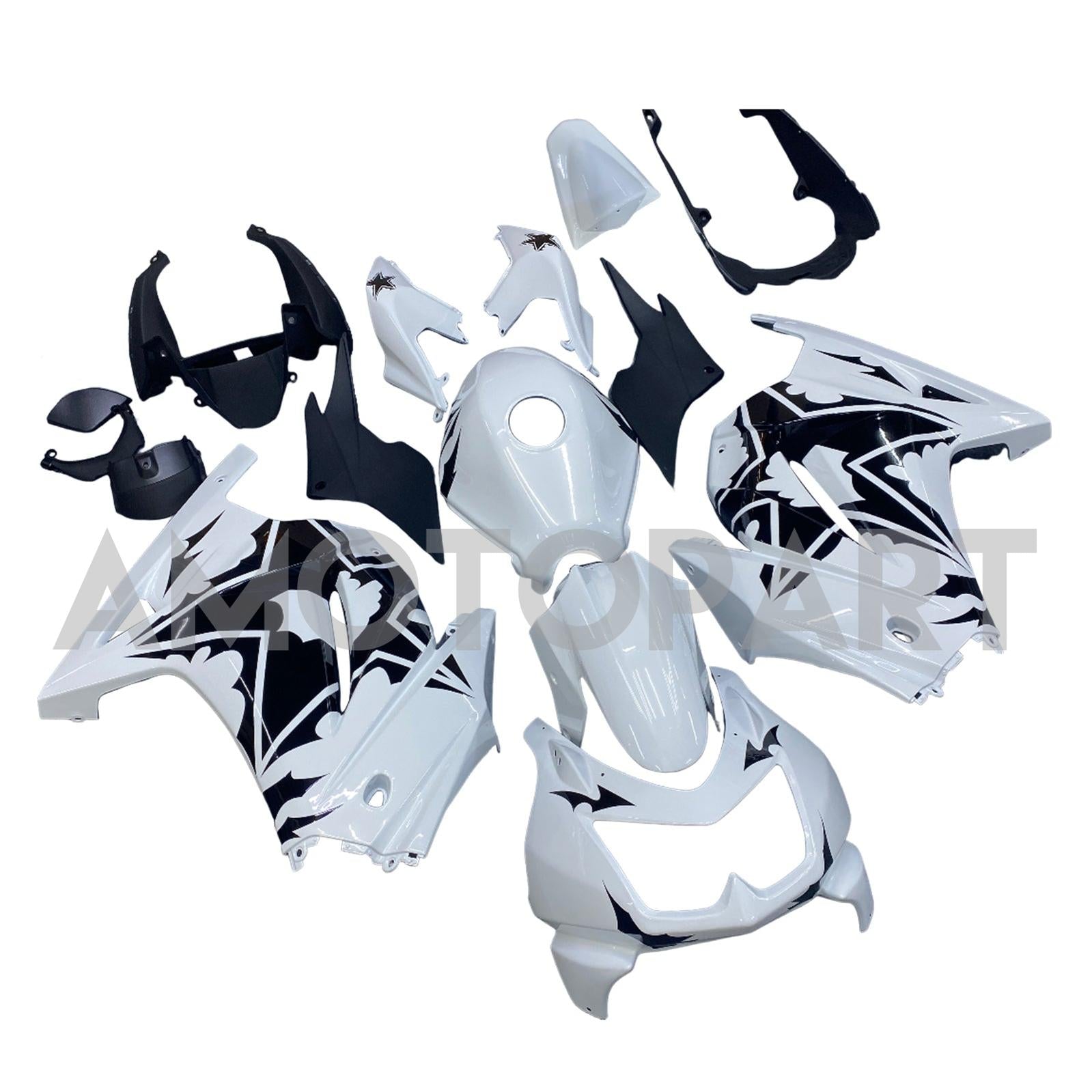 Amotopart 2008-2012 Kawasaki EX250 Ninja250R White & Black Fairing Kit