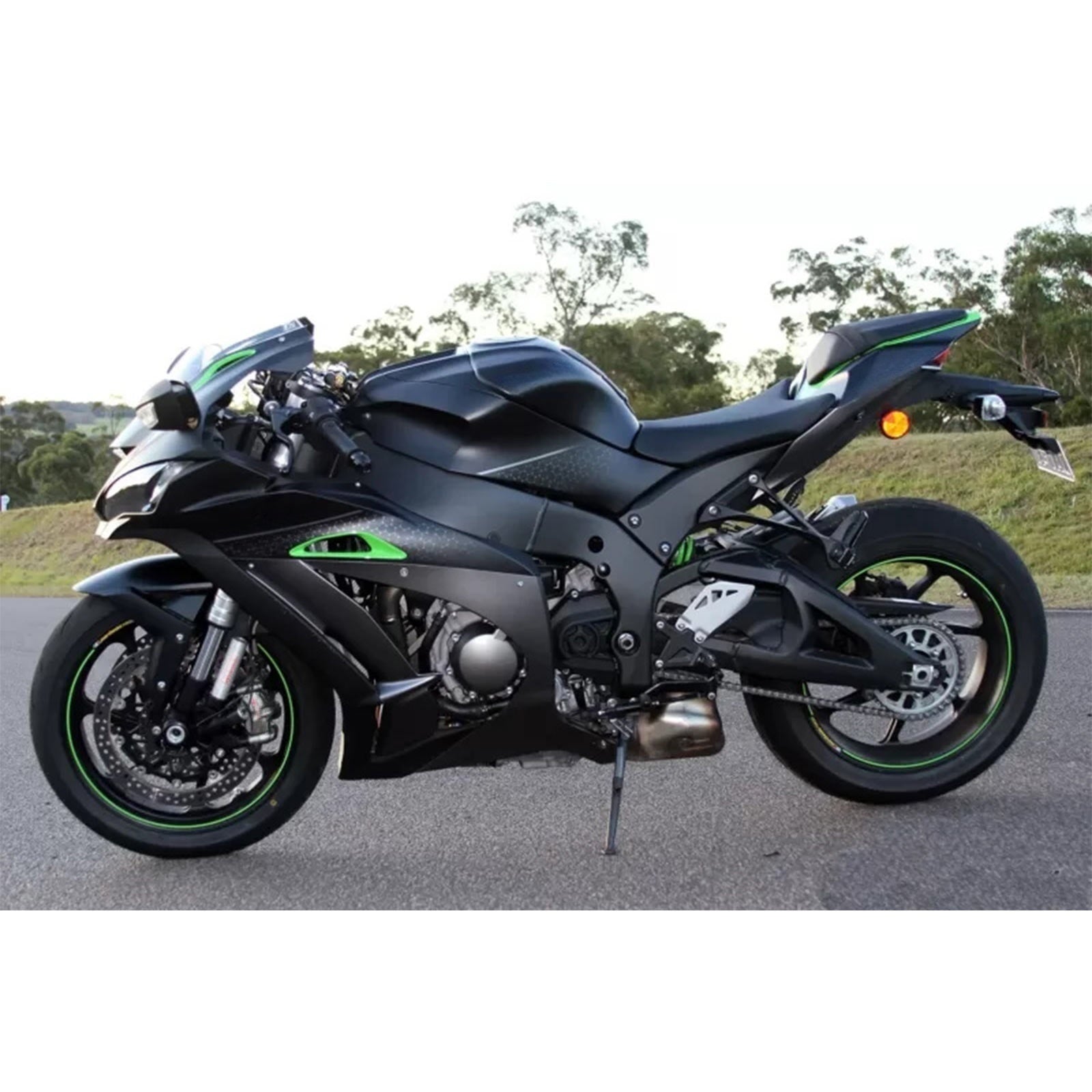 Amotopart 2008-2012 Kawasaki EX250 Ninja250R Black Green Fairing Kit