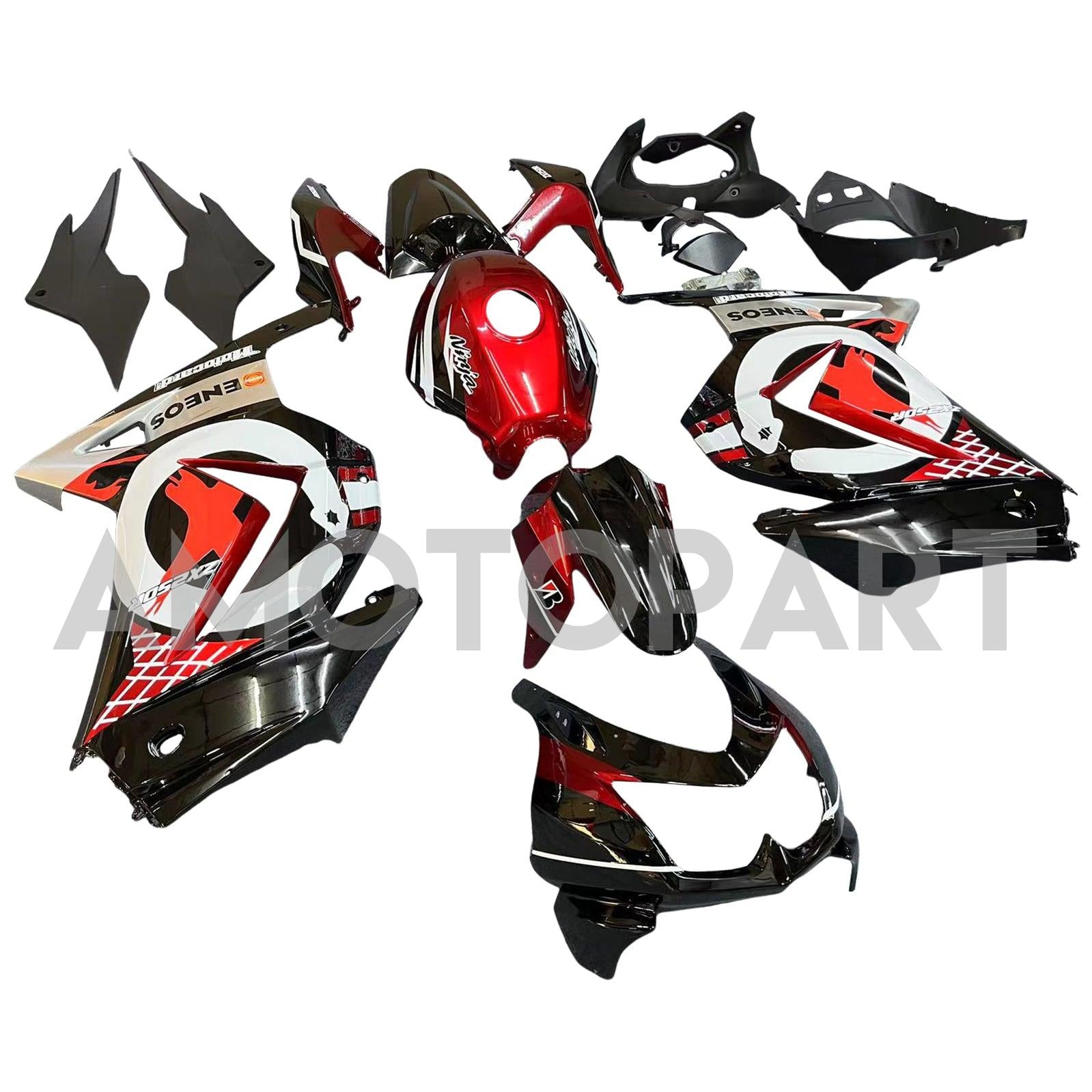 Amotopart 2008-2012 Kawasaki EX250 Ninja250R Black & Red Fairing Kit