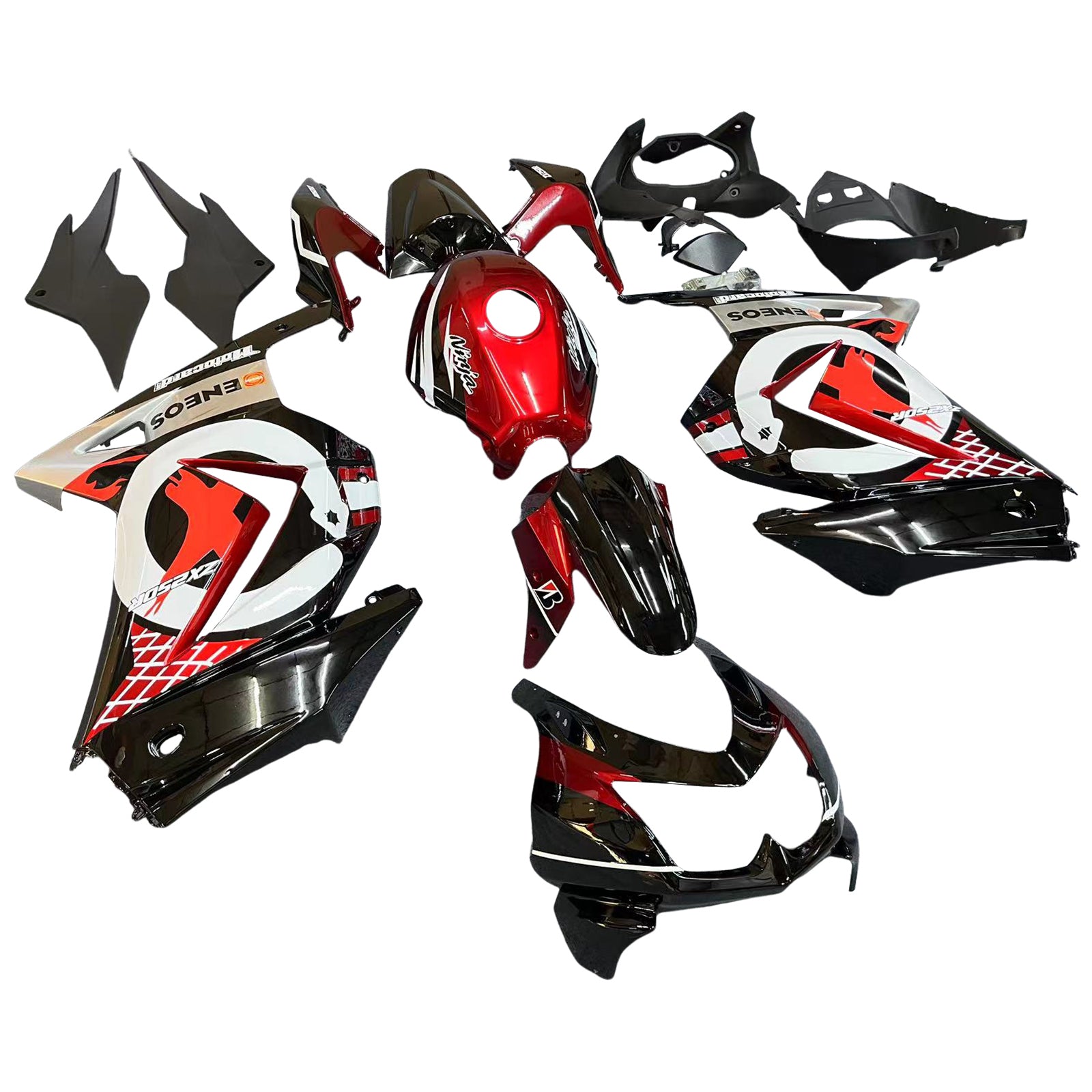 Amotopart 2008-2012 Kawasaki EX250 Ninja250r Black & Red Fairing Kit