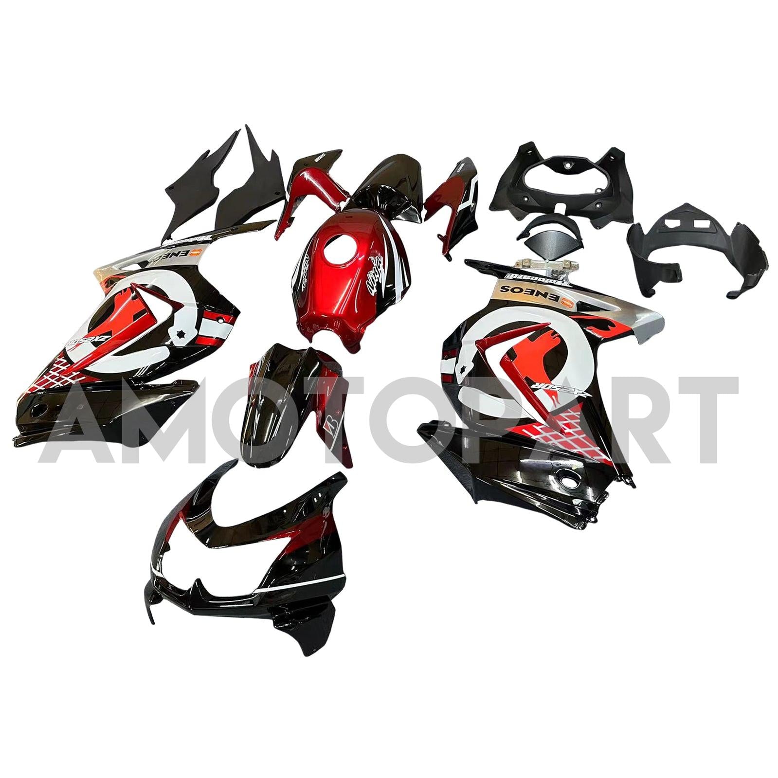 Amotopart 2008-2012 Kawasaki EX250 Ninja250R Black & Red Fairing Kit