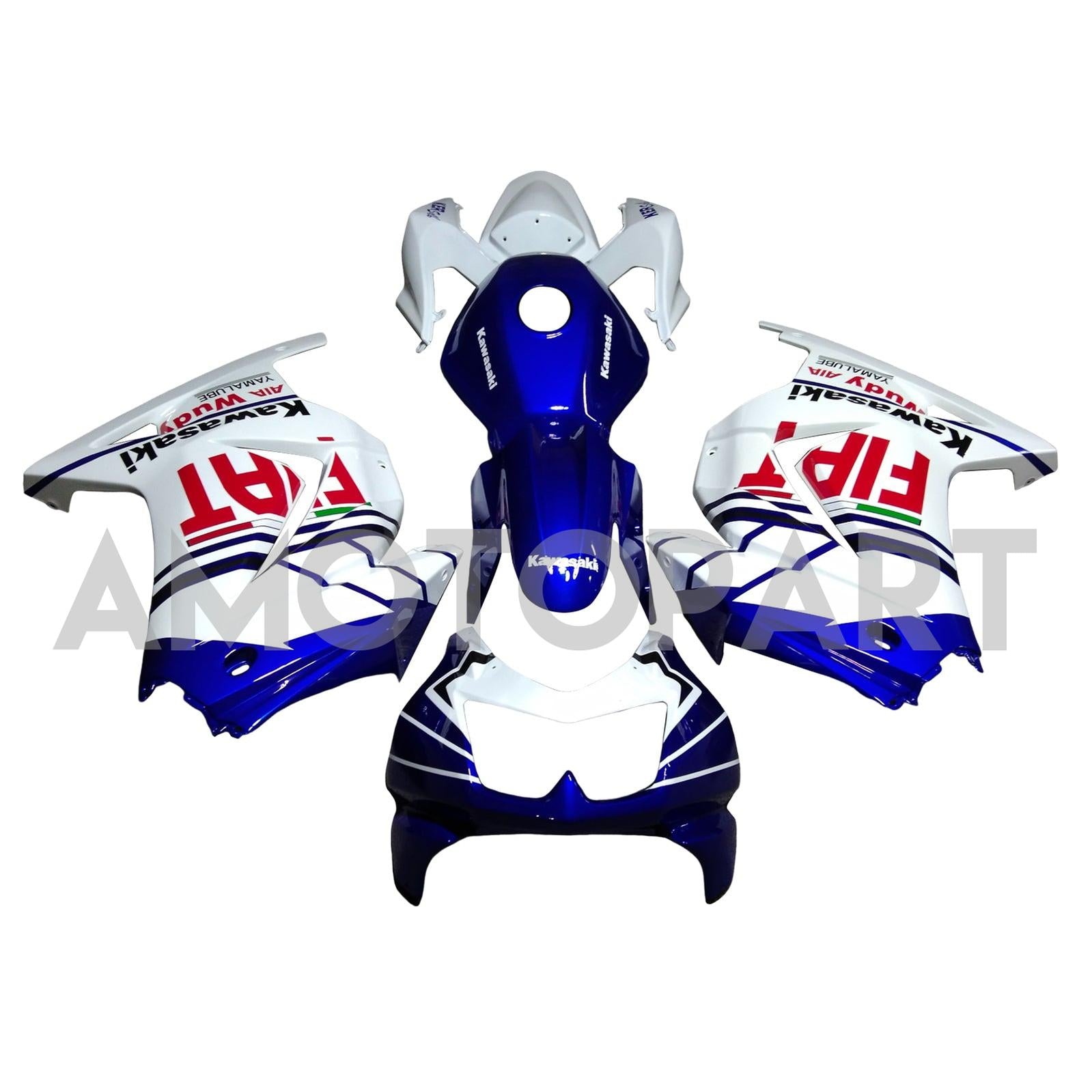Amotopart 2008-2012 Kawasaki EX250 Ninja250R Kit de carenado negro blanco azul y rojo