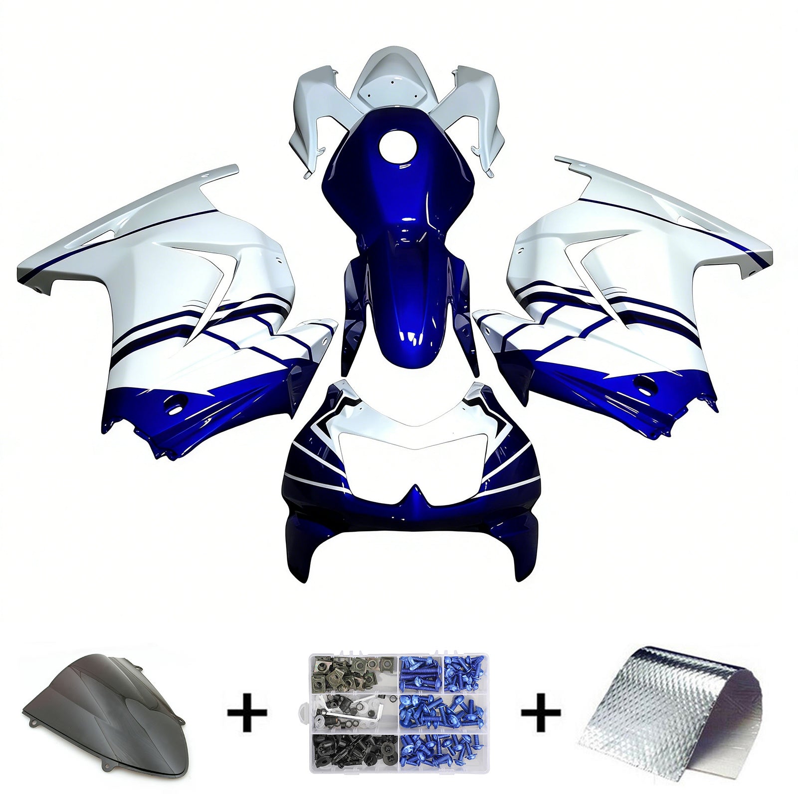 Amotopart 2008-2012 Kawasaki EX250 Ninja250r Black Brancos Azul e Red Fairing Kit