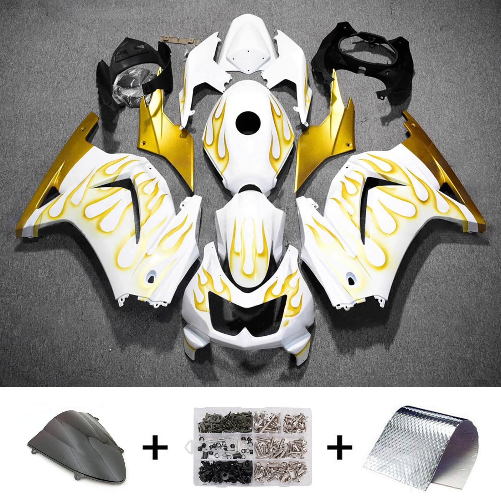 Amotopart 2008-2012 Kawasaki EX250/Ninja250R witgouden vlamkuipset