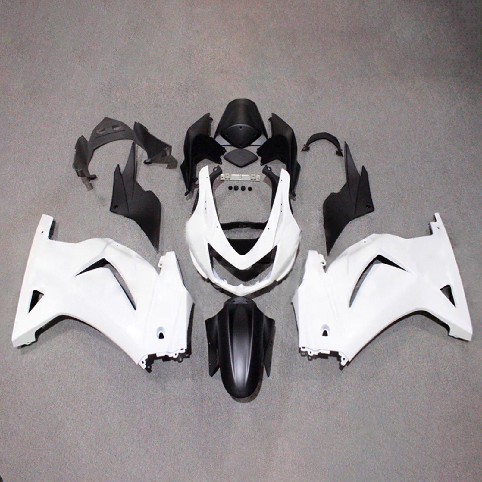 Amotopart 2008-2012 Kawasaki EX250/Ninja250R Blanco & Kit de carenado negro