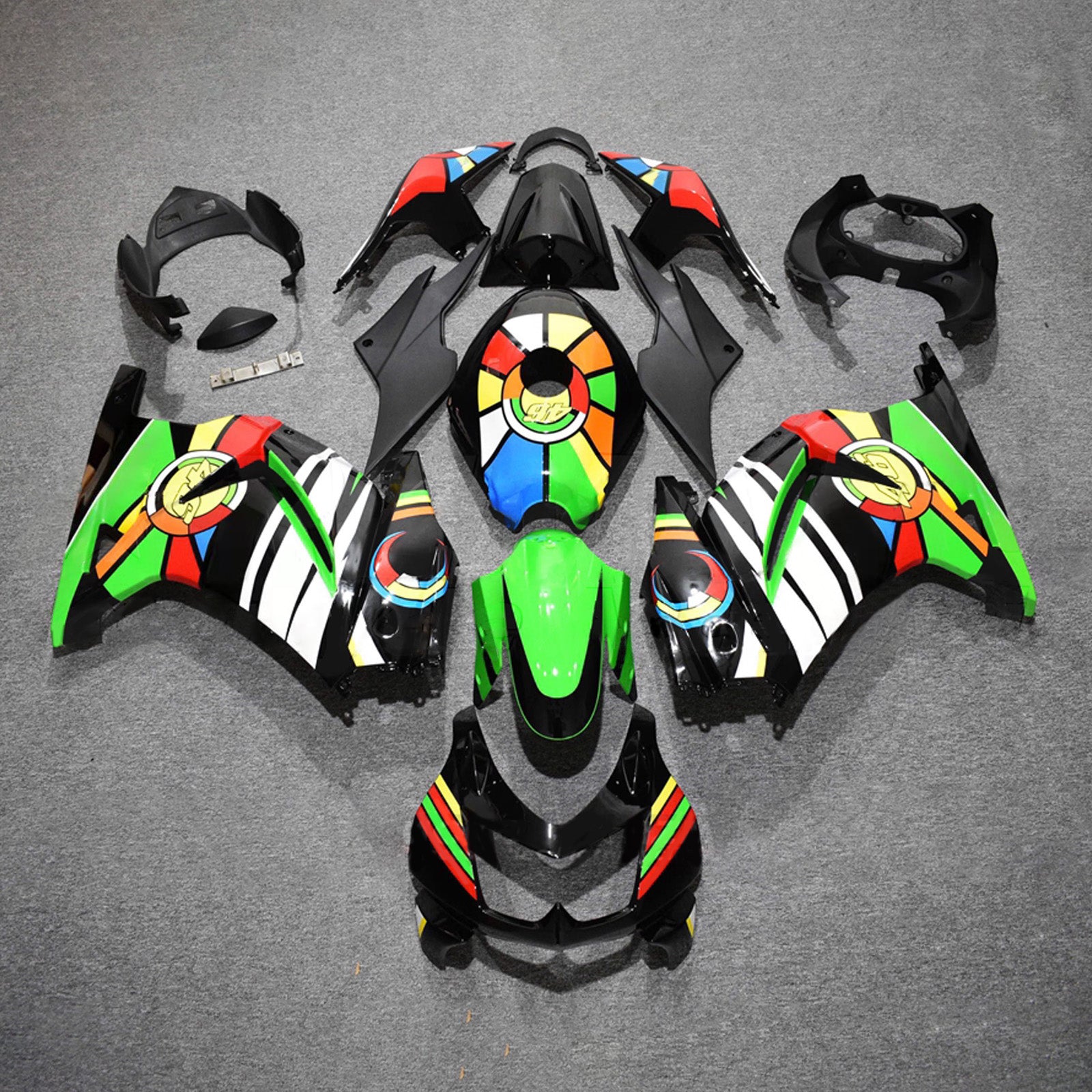 Amotopart 2008-2012 Kawasaki EX250/Ninja250R Kit de carenado multicolor