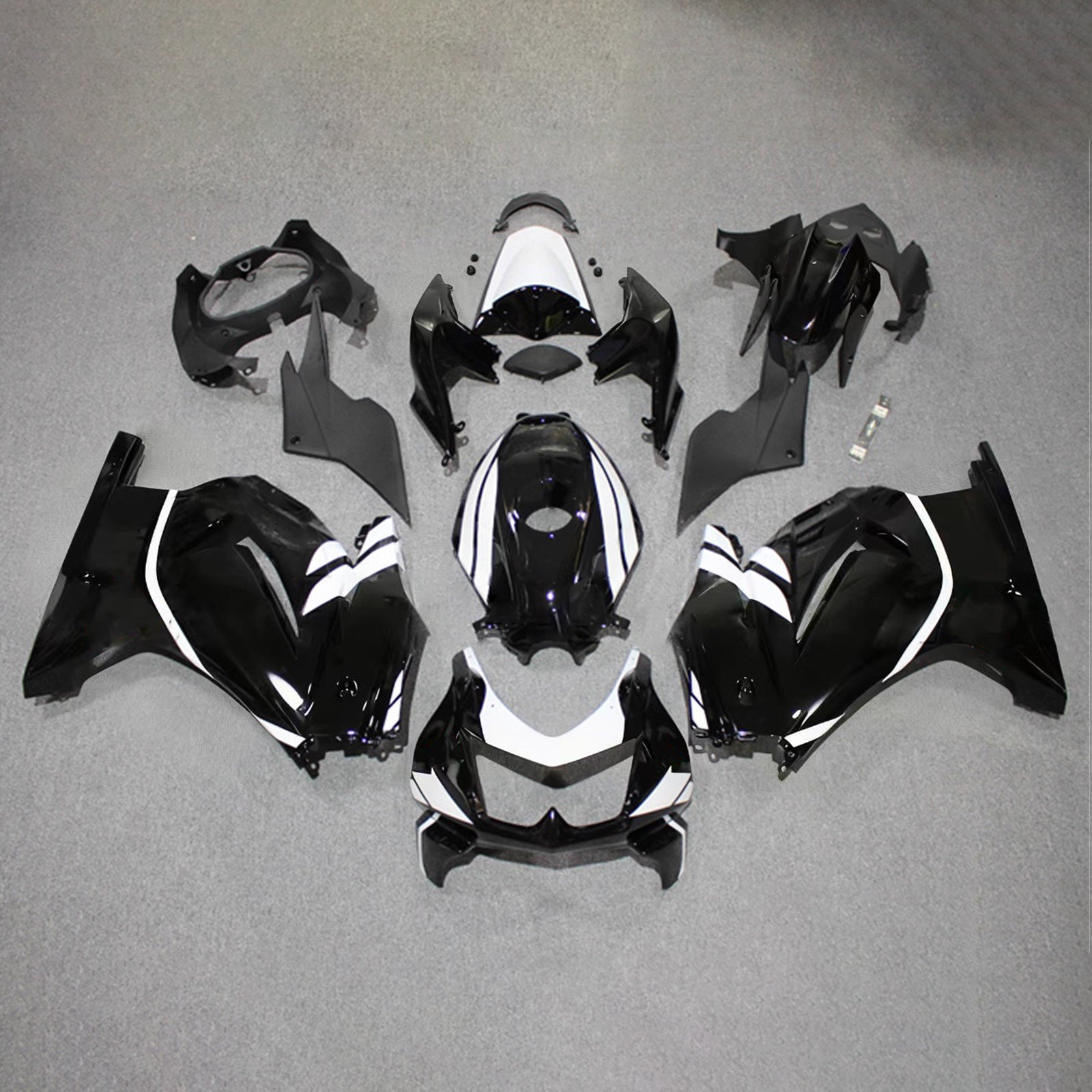 Amotopart 2008-2012 Kawasaki EX250/Ninja250R Kit de carenado blanco negro