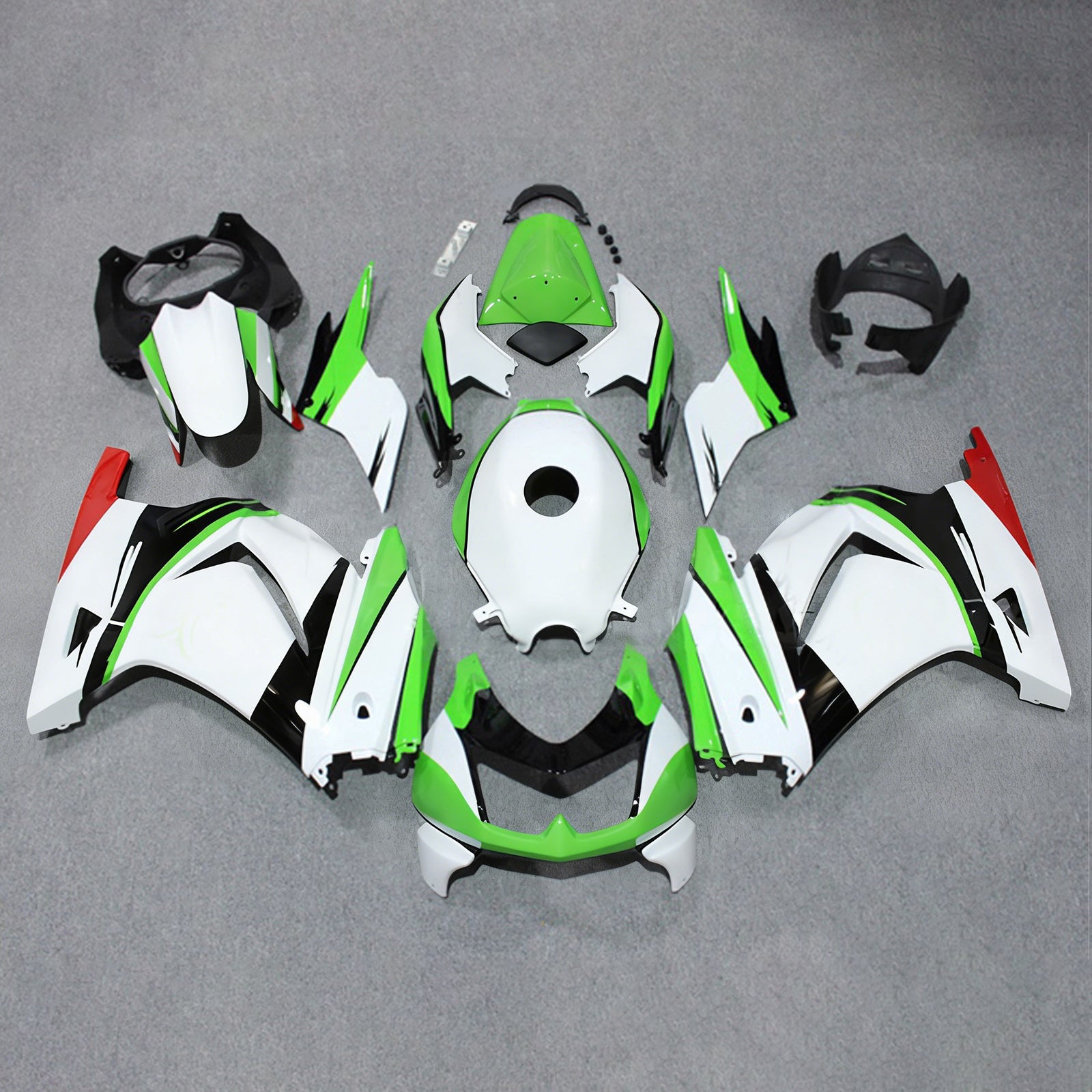 Amotopart 2008-2012 Kawasaki EX250/Ninja250R wit groen zwart kuipset