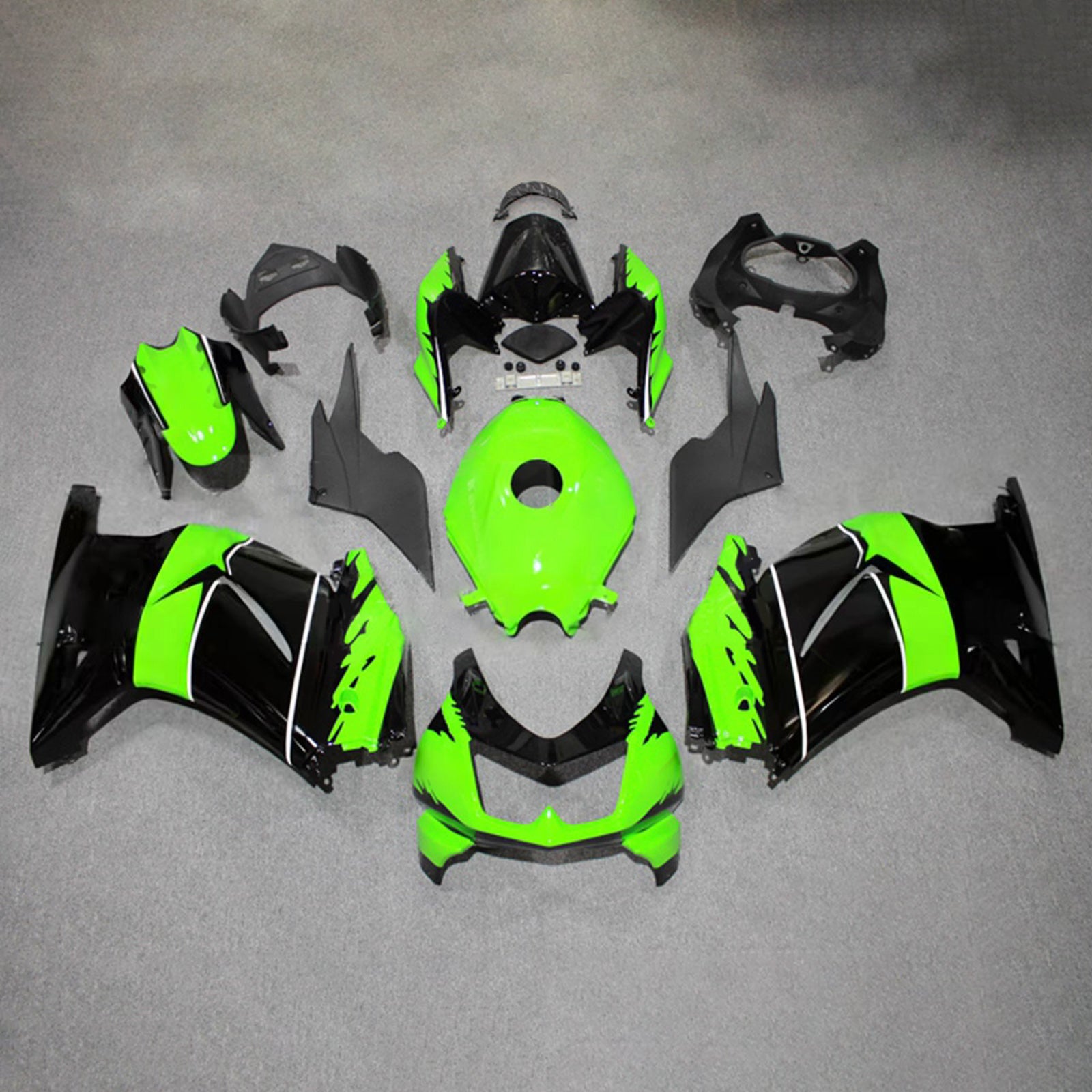 Amotopart 2008-2012 Kawasaki EX250/Ninja250R Kit de carenado negro verde