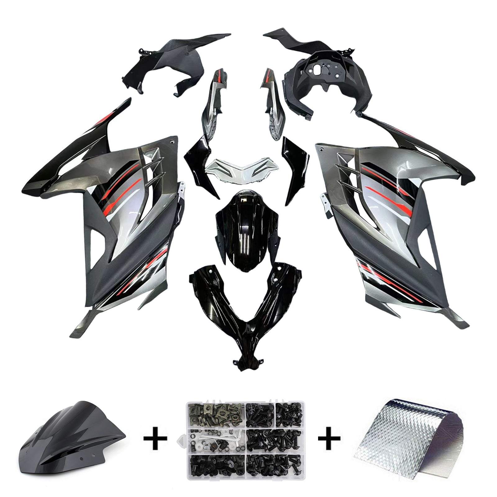 Amotopart 2013-2024 Kawasaki EX300R Kit de carenado negro