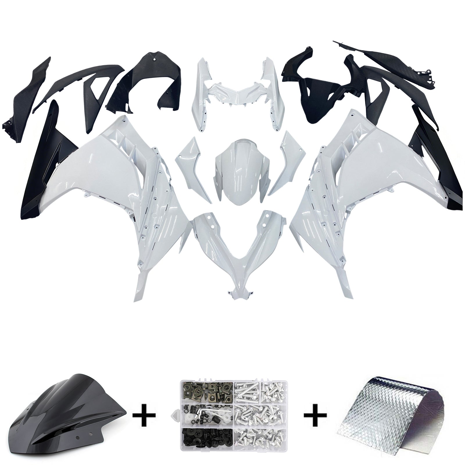 Amotopart 2013-2024 Kawasaki EX300R Fairing White Kit