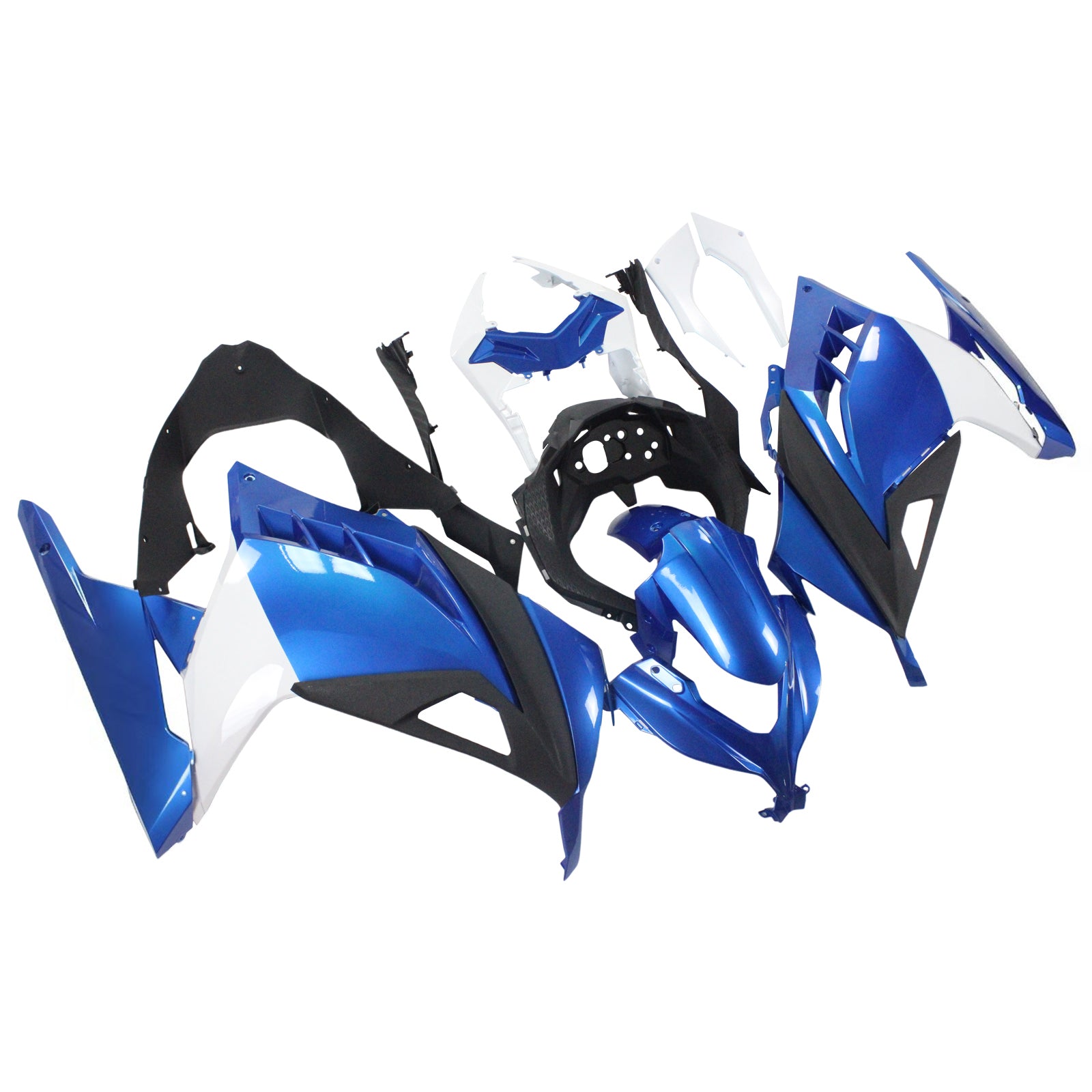 Amotopart 2013-2024 Kawasaki EX300/Ninja300 White&Blue Fairing Kit