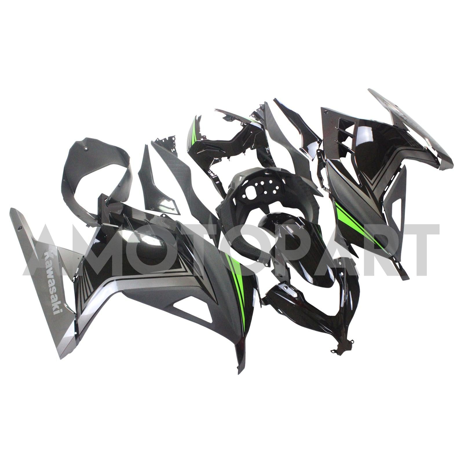 Amotopart Kawasaki 2013-2024 EX300/Ninja300 Black Sliver Fairing Kit