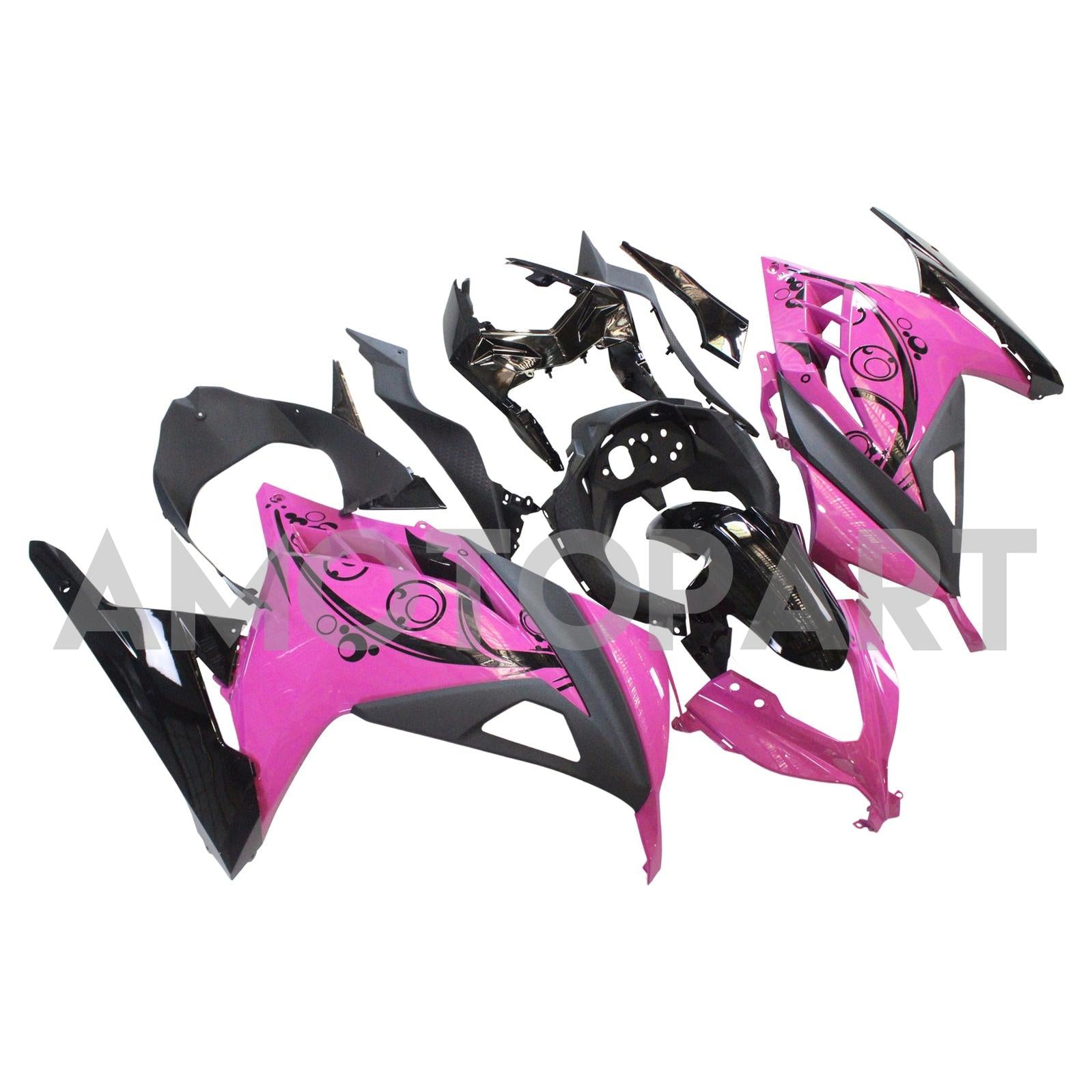 Amotopart Kawasaki 2013-2024 EX300/Ninja300 Black Pink Fairing Kit